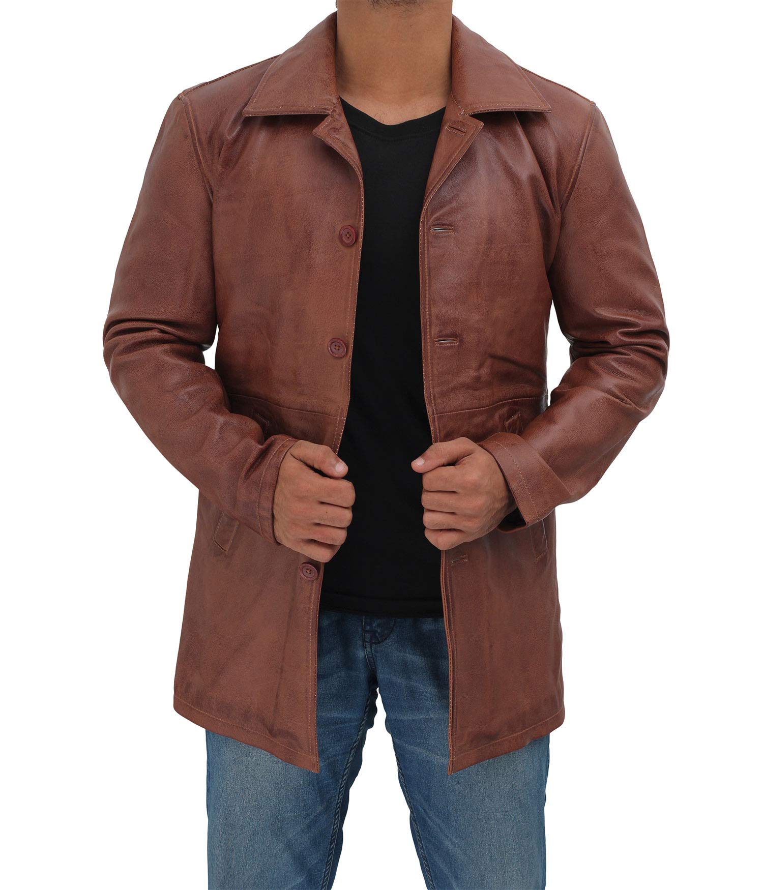 Decrum Genuine Leather Coats for Men - Black & Brown Motorcycle Jacket for Men | Stylish & Durable Outerwear for Casual & Biker Fashion