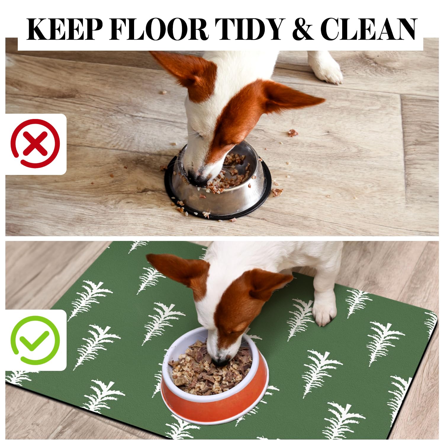 **Non-Slip Absorbent Pet Food Mat for Dogs & Cats - Quick Dry Waterproof Dog Bowl Mat for Floors - Perfect for Messy Eaters & Spill Protection**    *(Ideal for kitchens, feeding areas, or travel – keeps floors clean and dry!)*