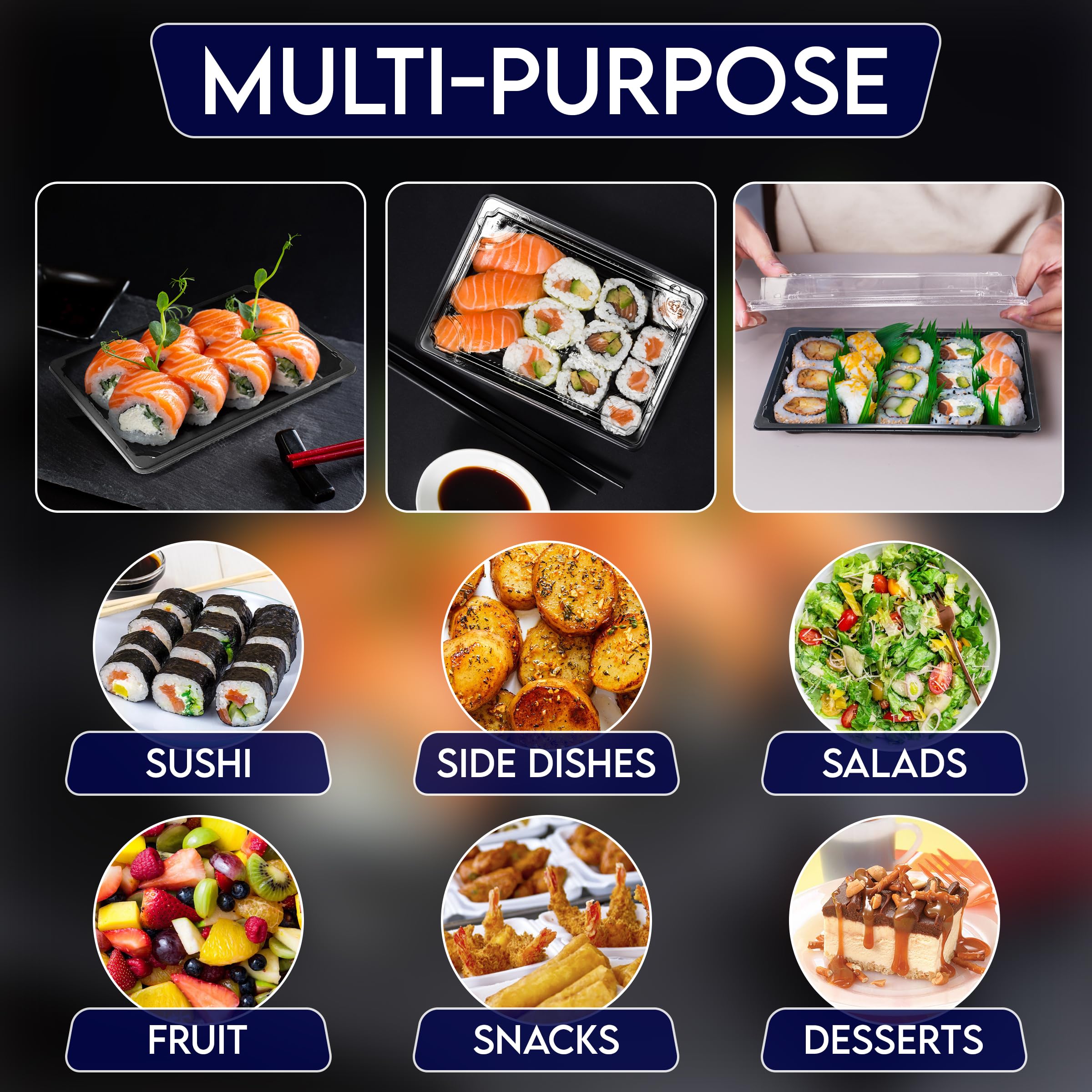 Klex 1.5 oz Disposable Plastic Sushi Containers with Lids - 400 Sets of 8.5