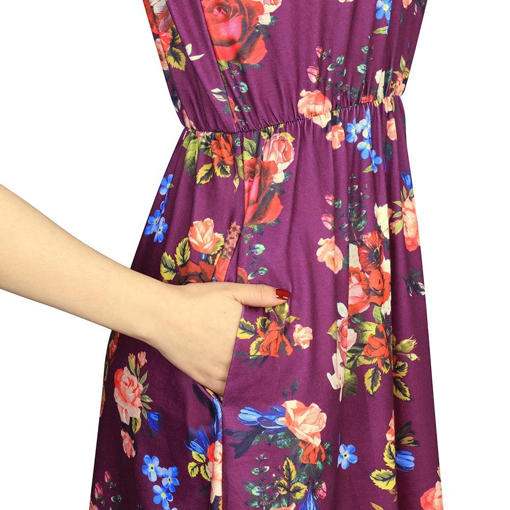 Women's Floral Print Long Sleeve Swing Tunic Dress with Pockets - Loose Fit Casual T-Shirt Dress for Spring Fall Outfits, Work, Date Night & Weekend Wear