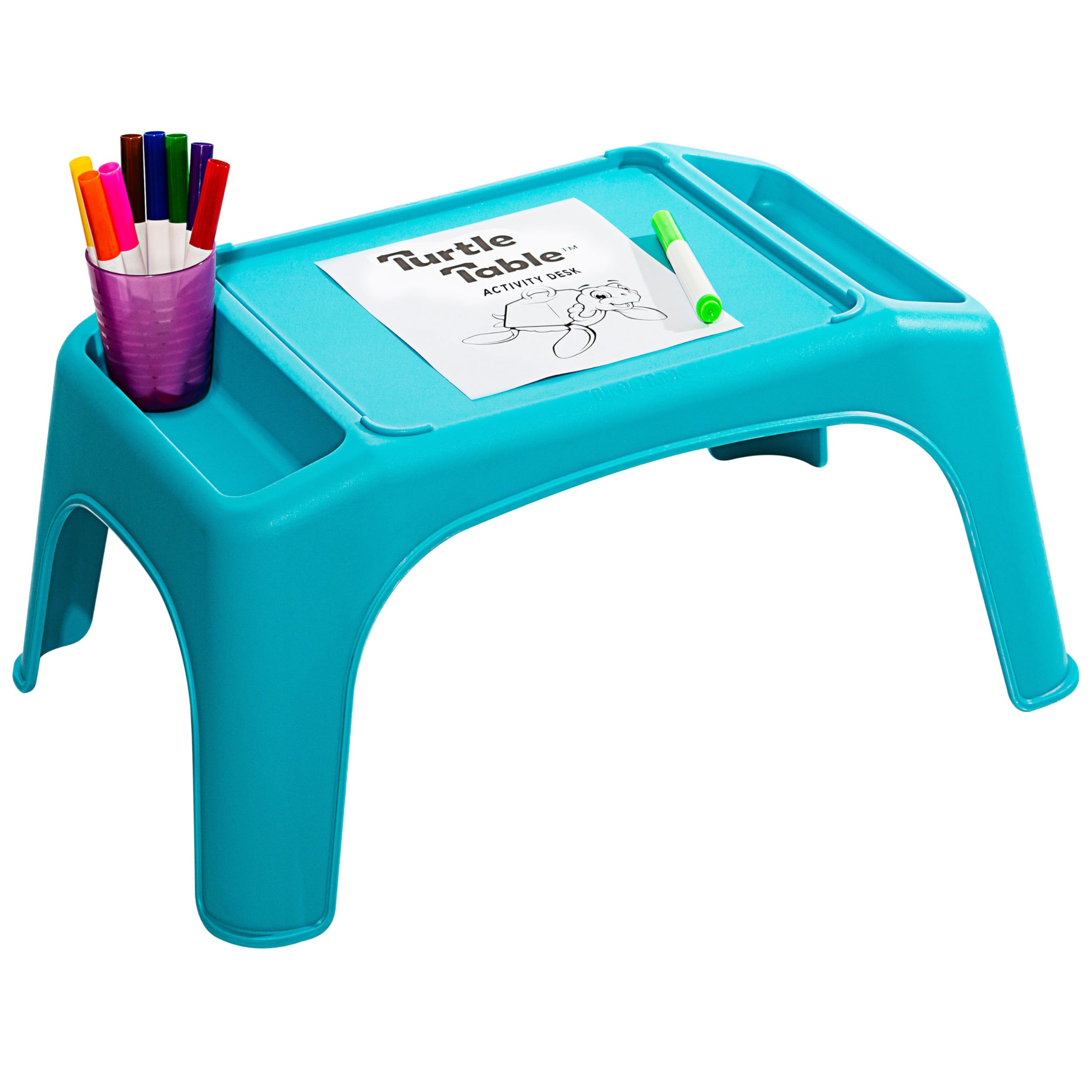 LAPGEAR Kids Lap Desk with Storage - Portable Turtle Table for Snacks, Play, Learning & Sensory Activities - Flexible Seating for Classroom, Homeschool & Travel - Blue (Style 20103) | Perfect for Remote Learning, Road Trips & Indoor Playtime