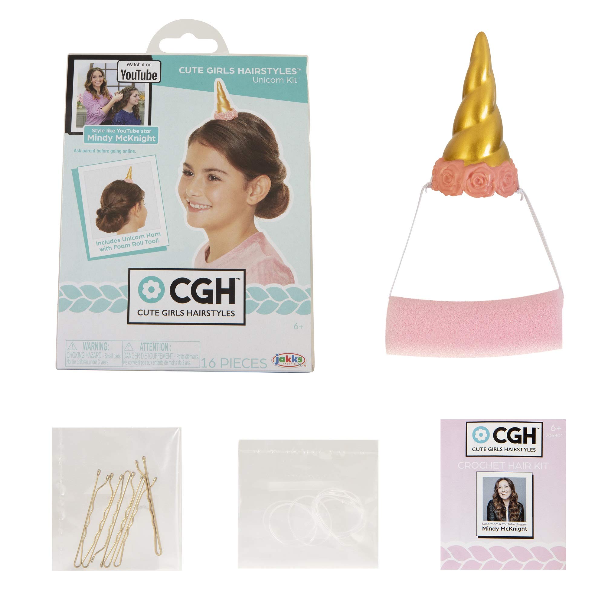 Unicorn Hair Kit with Bun Maker & Foam Roll Tool - Cute Girls Hairstyles Accessories for Party, School & Special Occasions