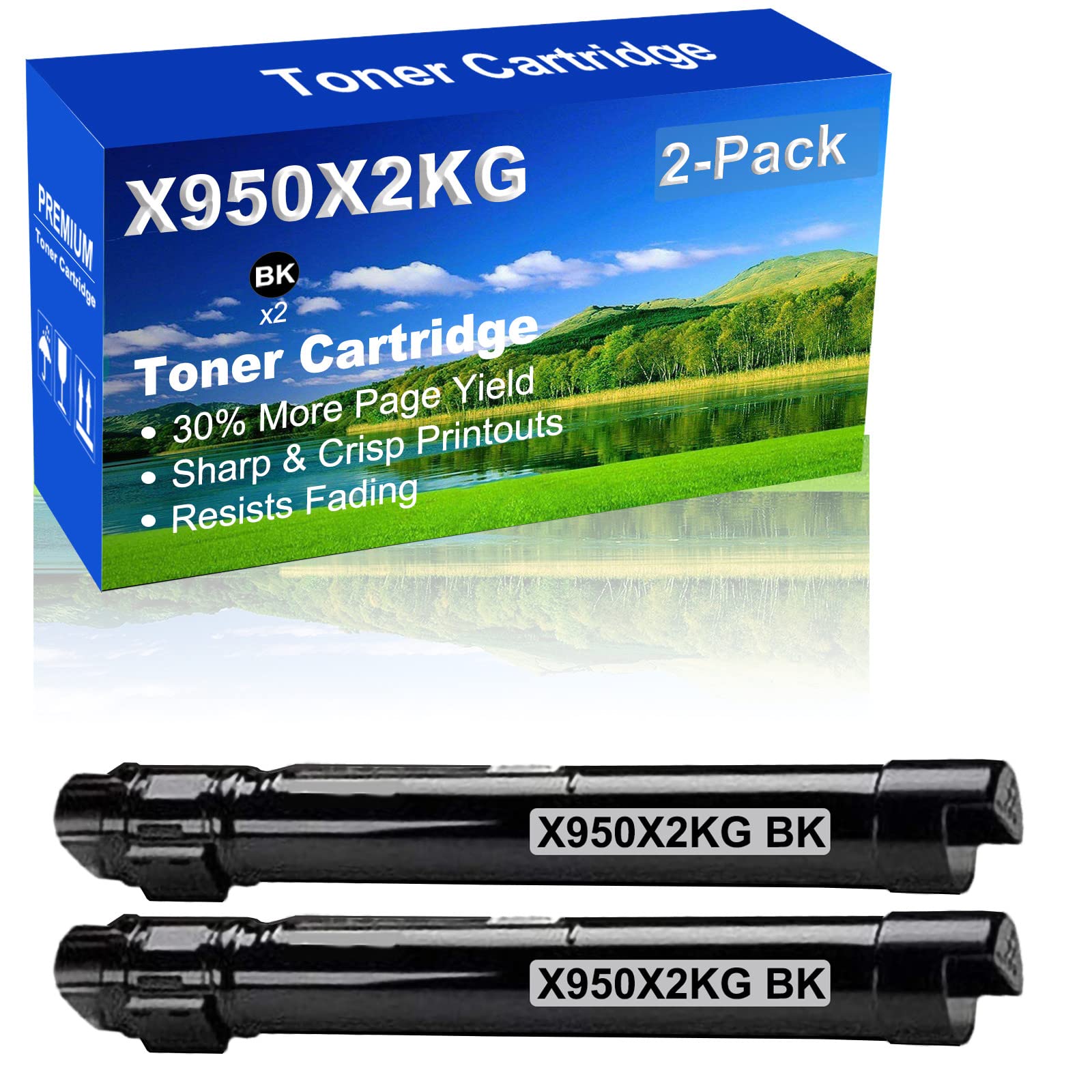 2-Pack Black High Capacity X950X2KG Toner Cartridge - Compatible with X950/X952/X954 Printers - Perfect for Home Office & High-Volume Printing