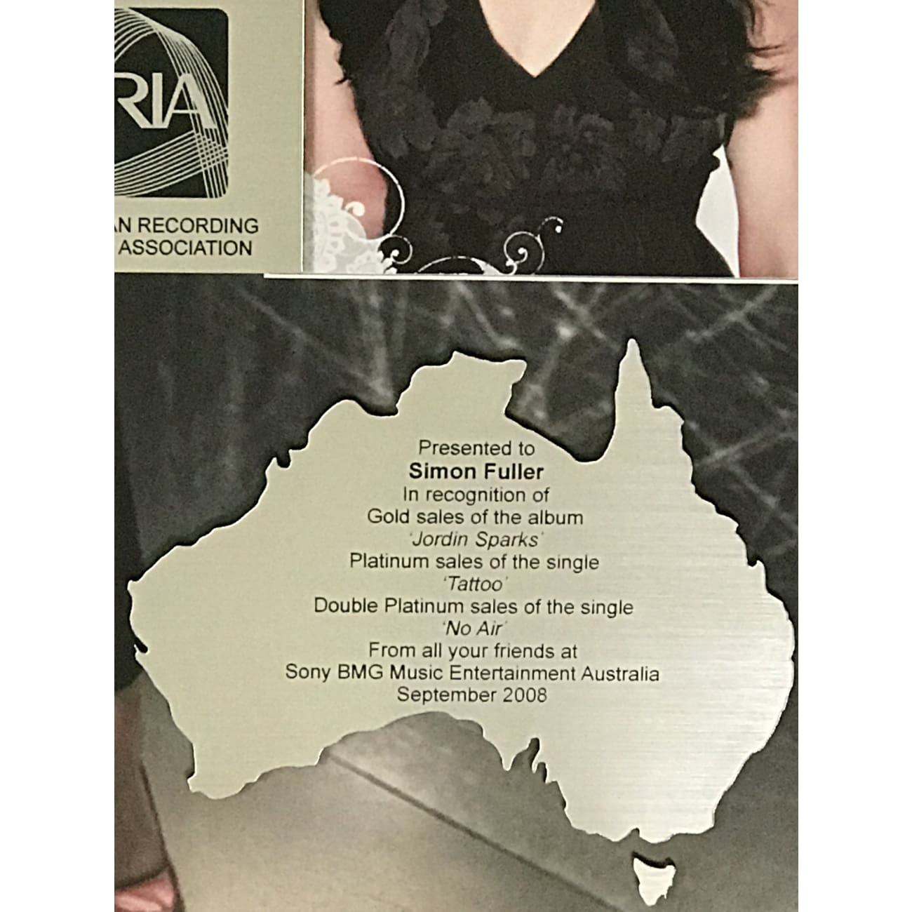Jordin Sparks ARIA Multi Platinum Combo Award - Australian Music Achievement Trophy for Display & Collection - Perfect for Awards Ceremonies, Fan Memorabilia, and Music Collectors