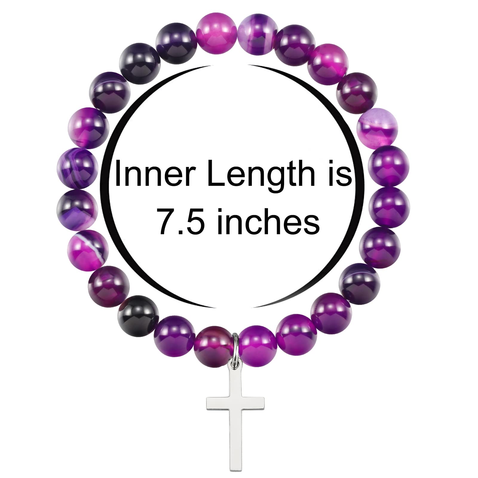 Healing Amethyst Prayer Bracelet for Women - Anti Anxiety Crystal Bead Bracelet, Get Well Soon Gift for Surgery Recovery, Stress Relief & Positive Energy - Perfect for Meditation, Yoga & Daily Wear
