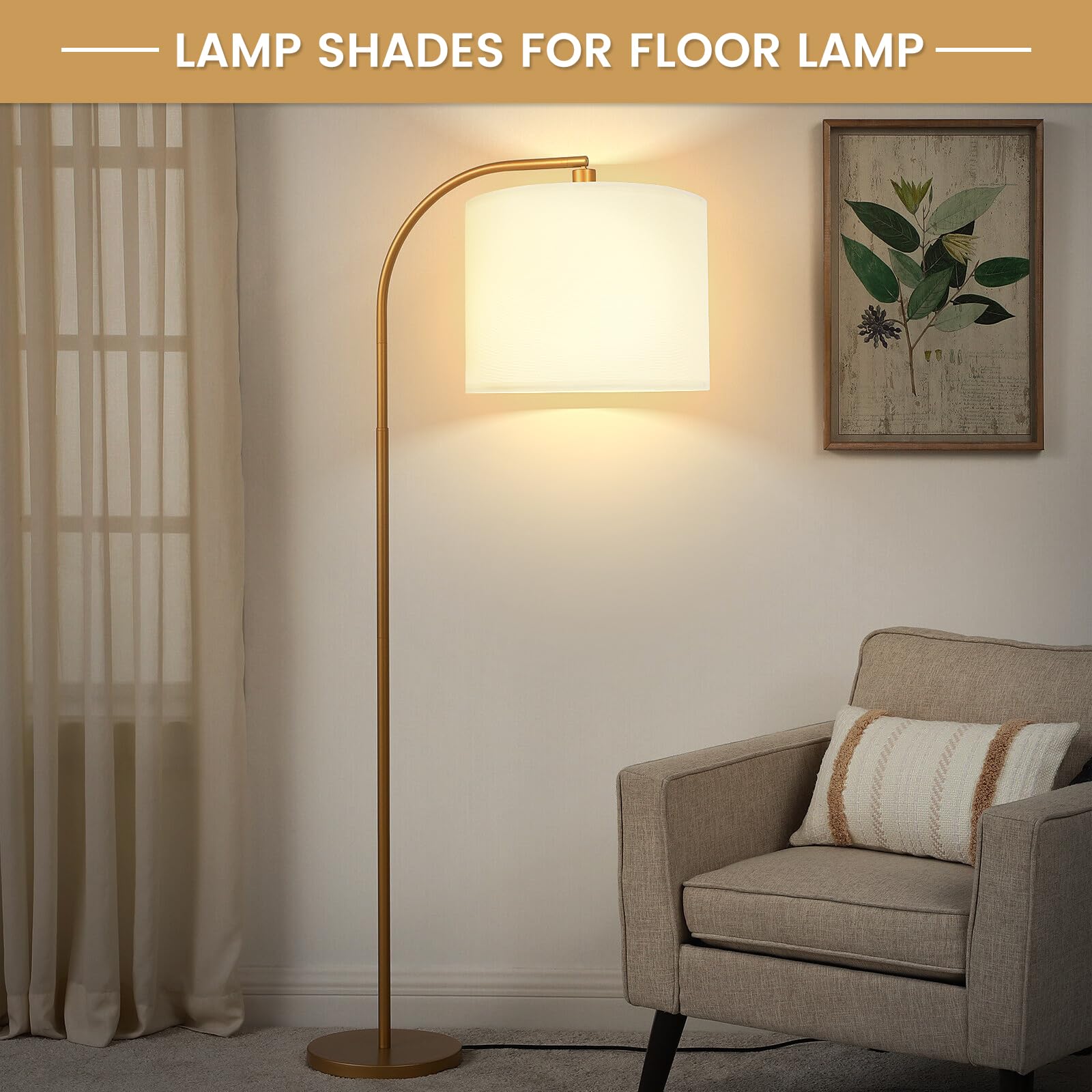 2-Pack Natural Linen Drum Lamp Shades - 13