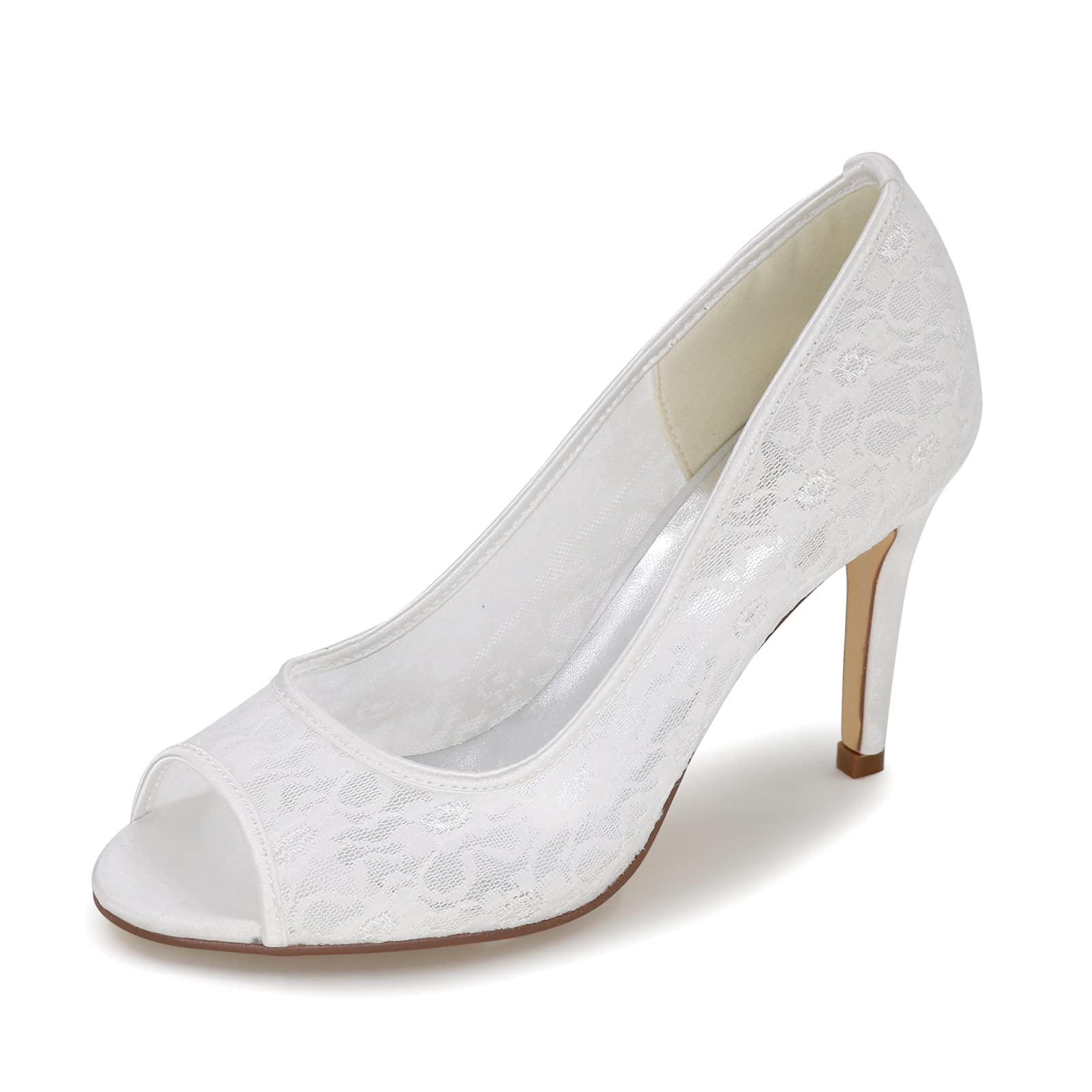KSTORE Women's Peep Toe Wedding Shoes - Comfortable Chunky Heel Lace-Up Bridal Shoes for Bride, Party & Dance - White Size 6.5 | Perfect for Weddings, Prom, Evening Events & Special Occasions