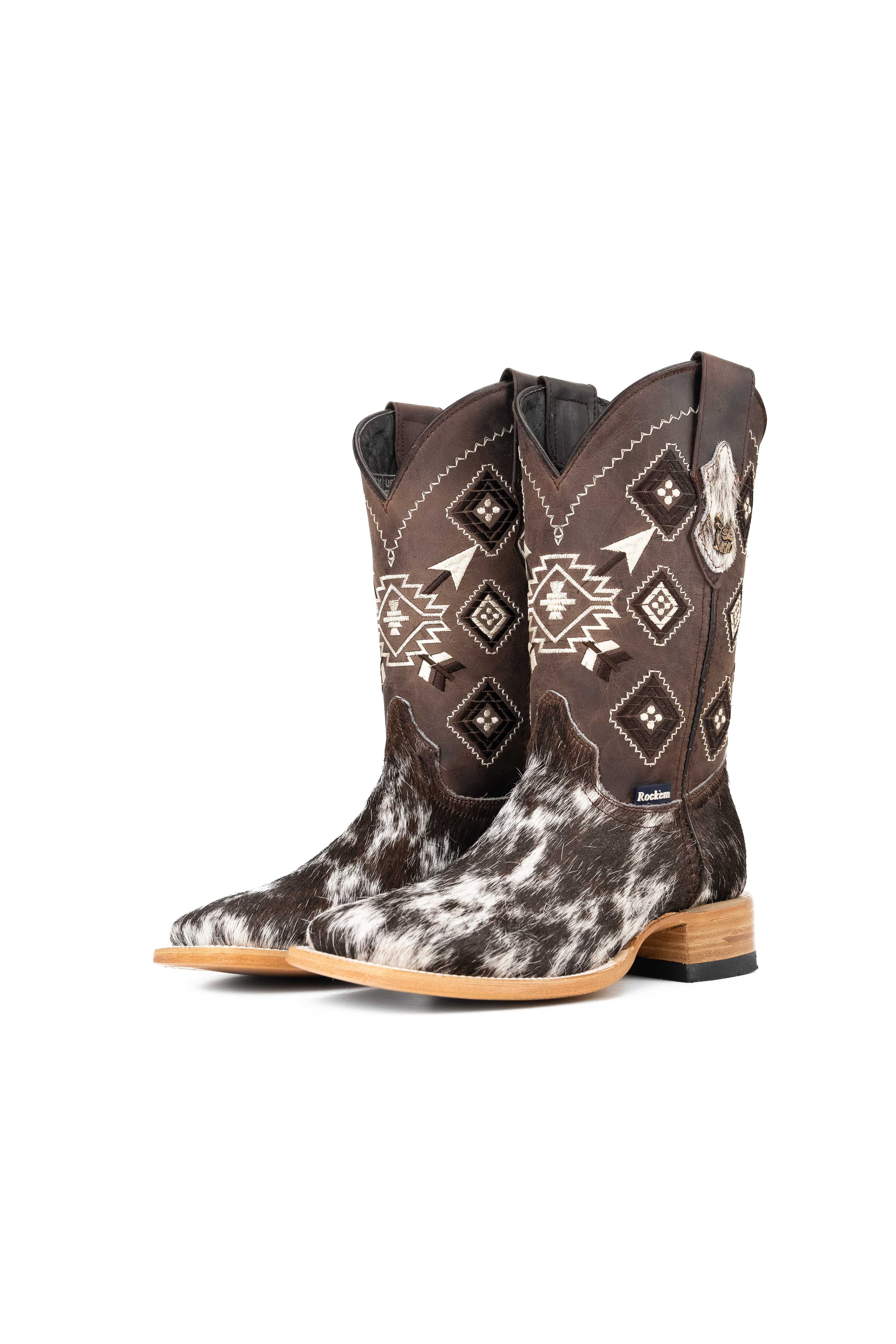 Men's Genuine Cowhide Square Toe Cowboy Boots - Size 7 Western Boots for Men - Durable & Comfortable Riding Boots for Country Style, Rodeo, and Outdoor Activities