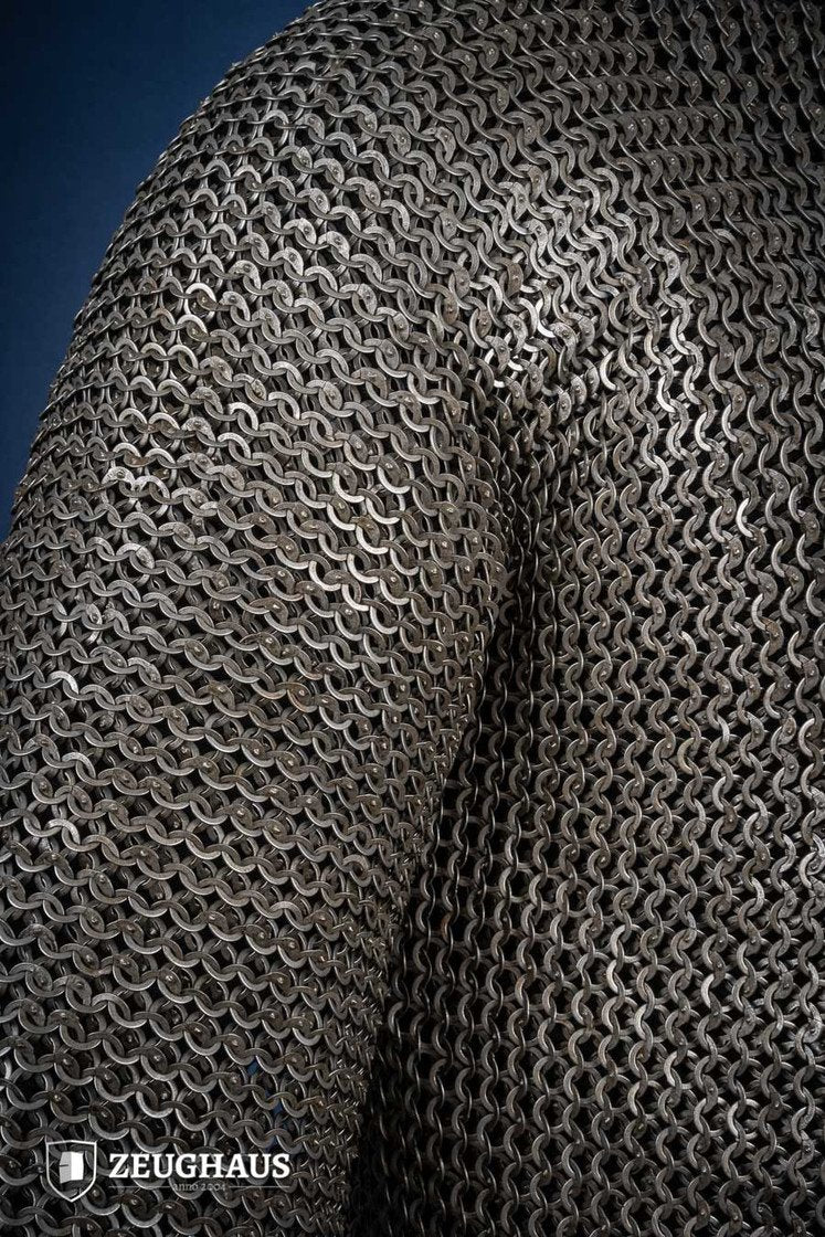 Chainmail Hauberk - 9mm Flat Ring Wedge Riveted Steel Armor - Medieval Battle-Ready & LARP Costume - Perfect for Renaissance Fairs, Cosplay & Historical Reenactments