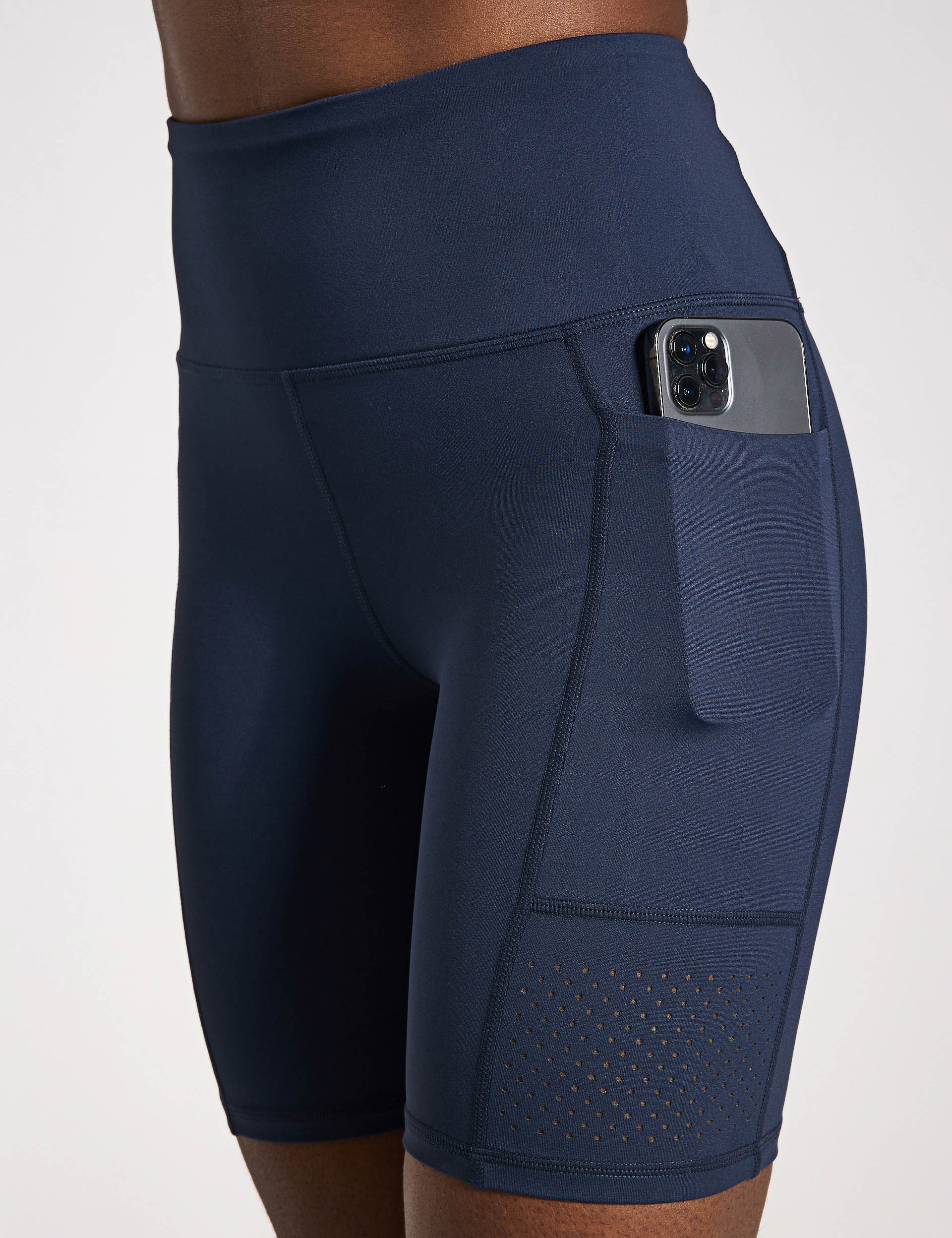 Lottie Women's High Waist Bike Shorts - Navy Blue - Comfortable & Breathable for Cycling, Yoga, and Workouts