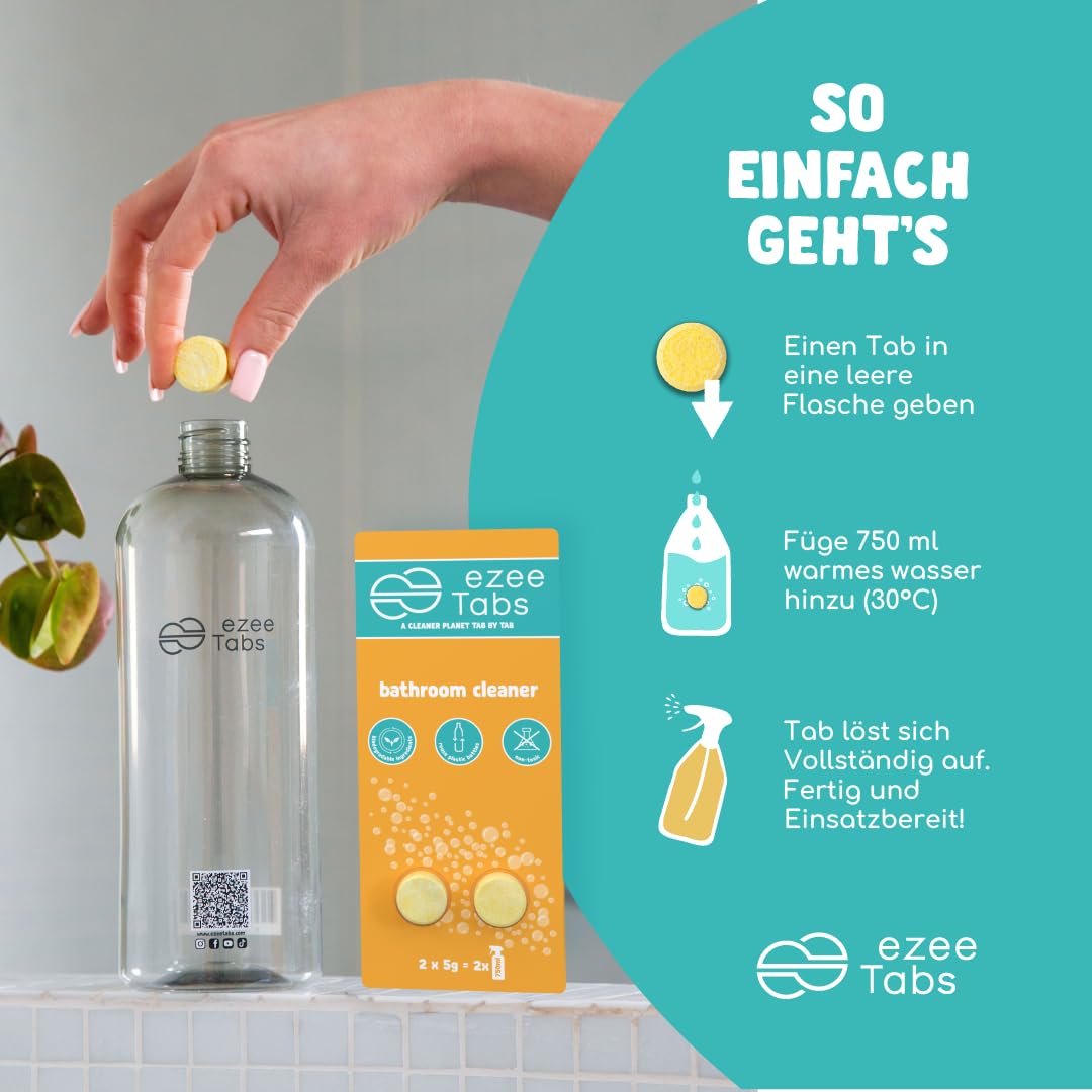 EzeeTabs 9-Pack Cleaning Tablets (6 Tablets + 3 Spray Bottles) - Multi-Surface Cleaner for Kitchen, Bathroom & Home Disinfection