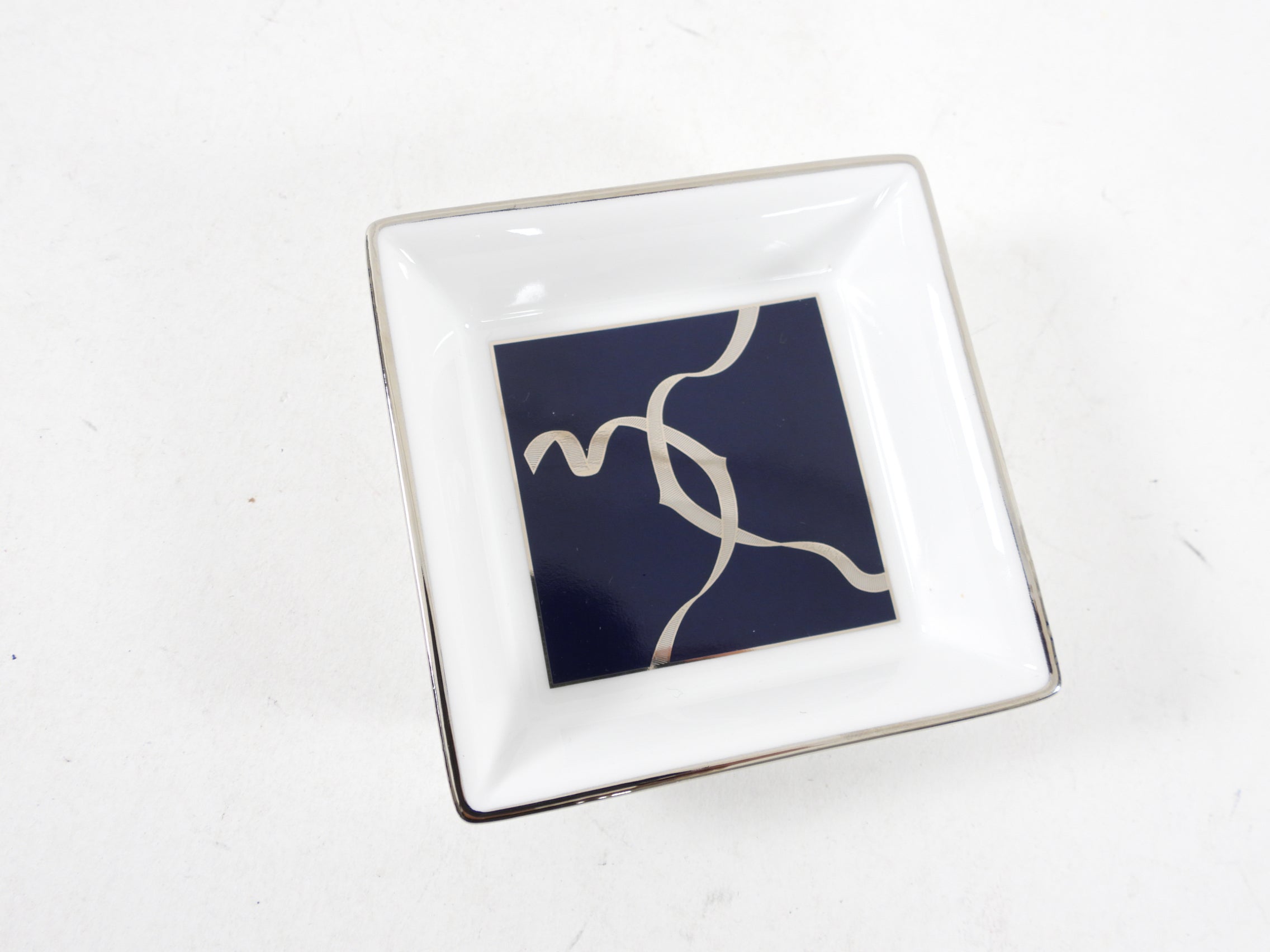 Cartier Blue Ribbon Porcelain Trinket Dish - Elegant Jewelry Holder for Rings, Earrings & Small Accessories | Perfect for Vanity, Dresser & Gift Giving