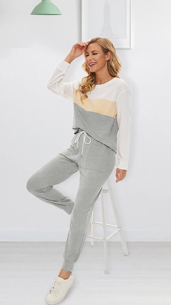 Fengbay Women's Two Piece Outfits - Long Sleeve Crewneck Pullover Tops & Pants Sweatsuit Lounge Set with Pockets | Cozy Loungewear for Home, Yoga, Travel & Casual Wear