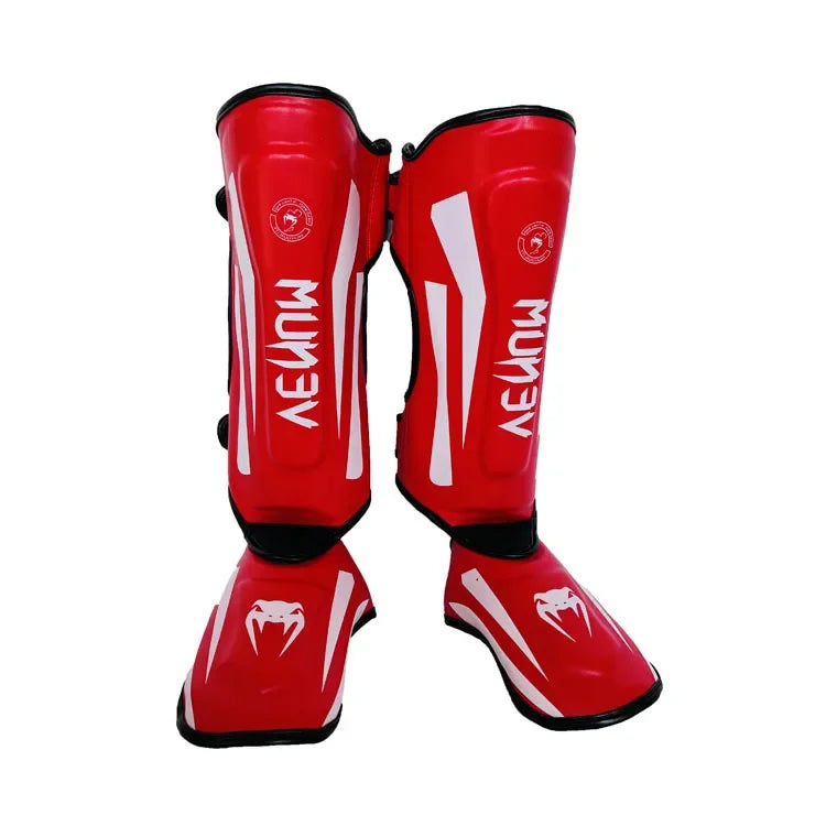 Thai Boxing Sanda Leg Guards - MMA Free Fighting Taekwondo Kick Protection Gear for Training & Competition