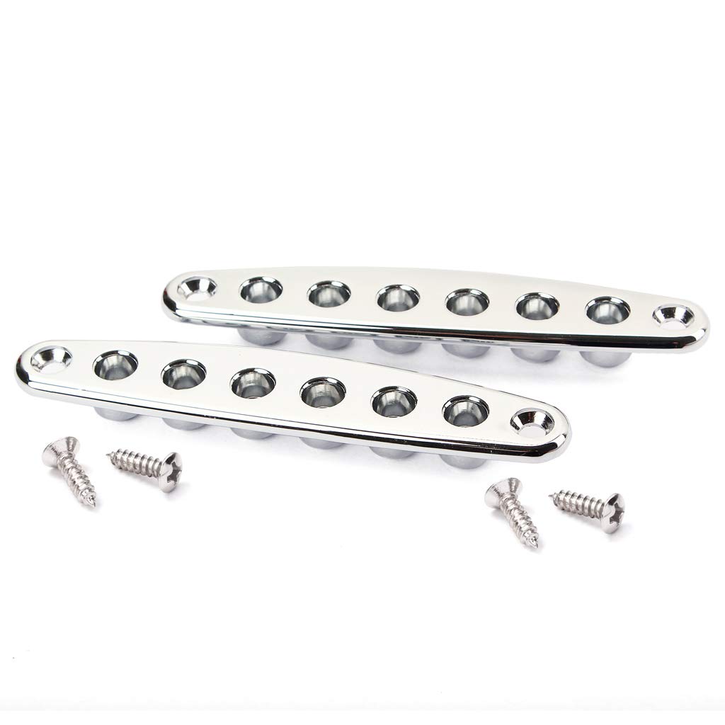 Alnicov Chrome Guitar Mounting Ferrules - Through Body String Bushing Metal Plate Replacement Parts for Bass Guitar | Perfect for DIY Guitar Repair & Upgrades