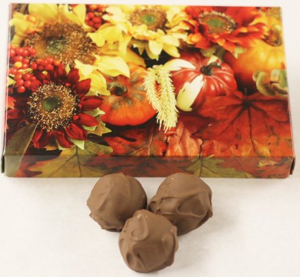 Scott's Cakes Milk Chocolate Peanut Butter Truffle Bon-Bons - 8 oz Fall Leaf Gift Box | Premium Chocolate Candies for Holidays, Parties & Gifts | Perfect for Thanksgiving, Christmas & Autumn Celebrations