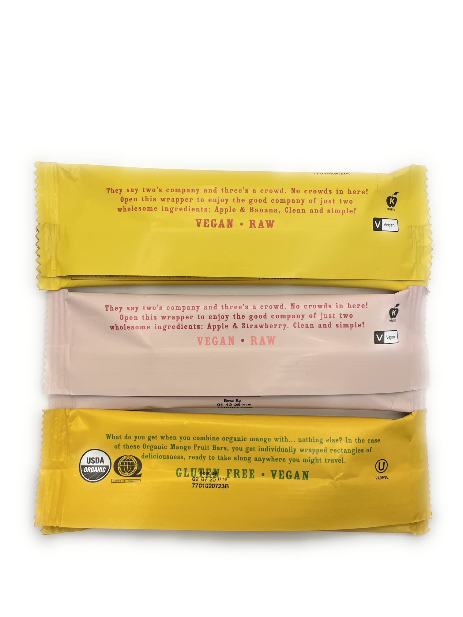 Organic Gluten-Free Dried Fruit Bars Variety Pack (6 Count) - Apple Banana, Mango & Apple Strawberry - Healthy Snacks for Kids, Hiking & On-the-Go Nutrition