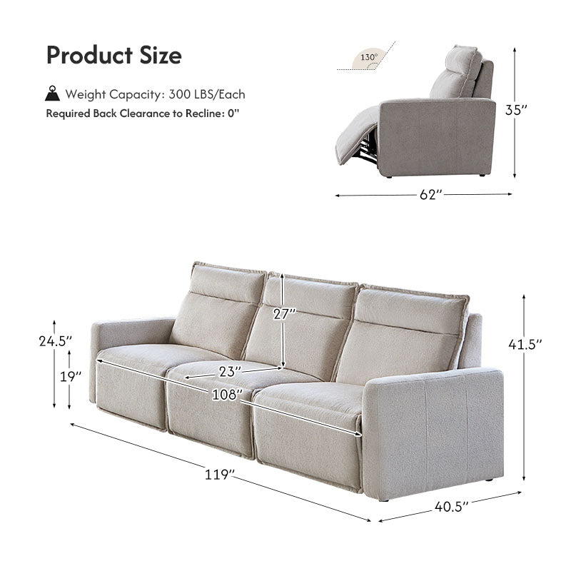 Essentia Power Reclining Corner Sofa - Easy Care Fabric Sectional Couch with USB Charging for Living Room, Home Theater & Family Room Comfort