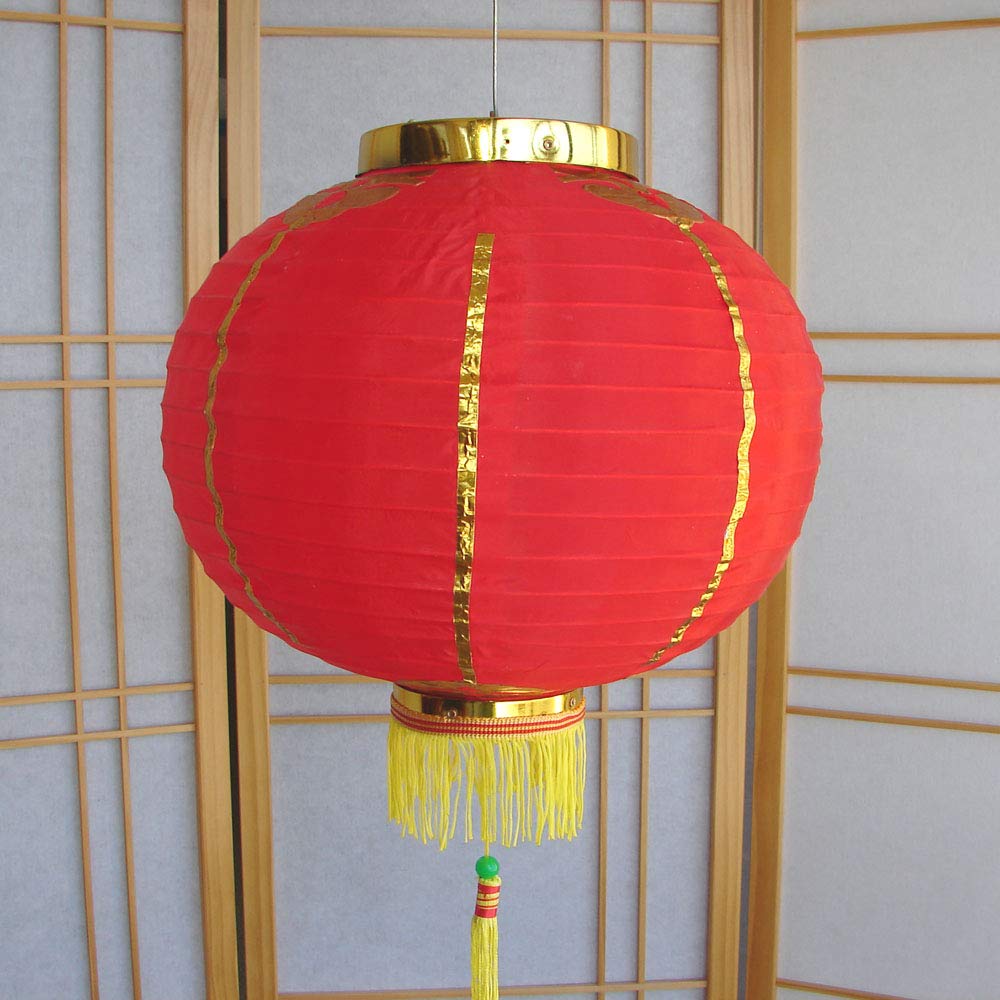 6 Pack Chinese Style Round Hanging Red Nylon Lanterns (18 Inch) - Perfect for Wedding Decorations, Birthday Parties, Baby Showers, Christmas & New Year Celebrations