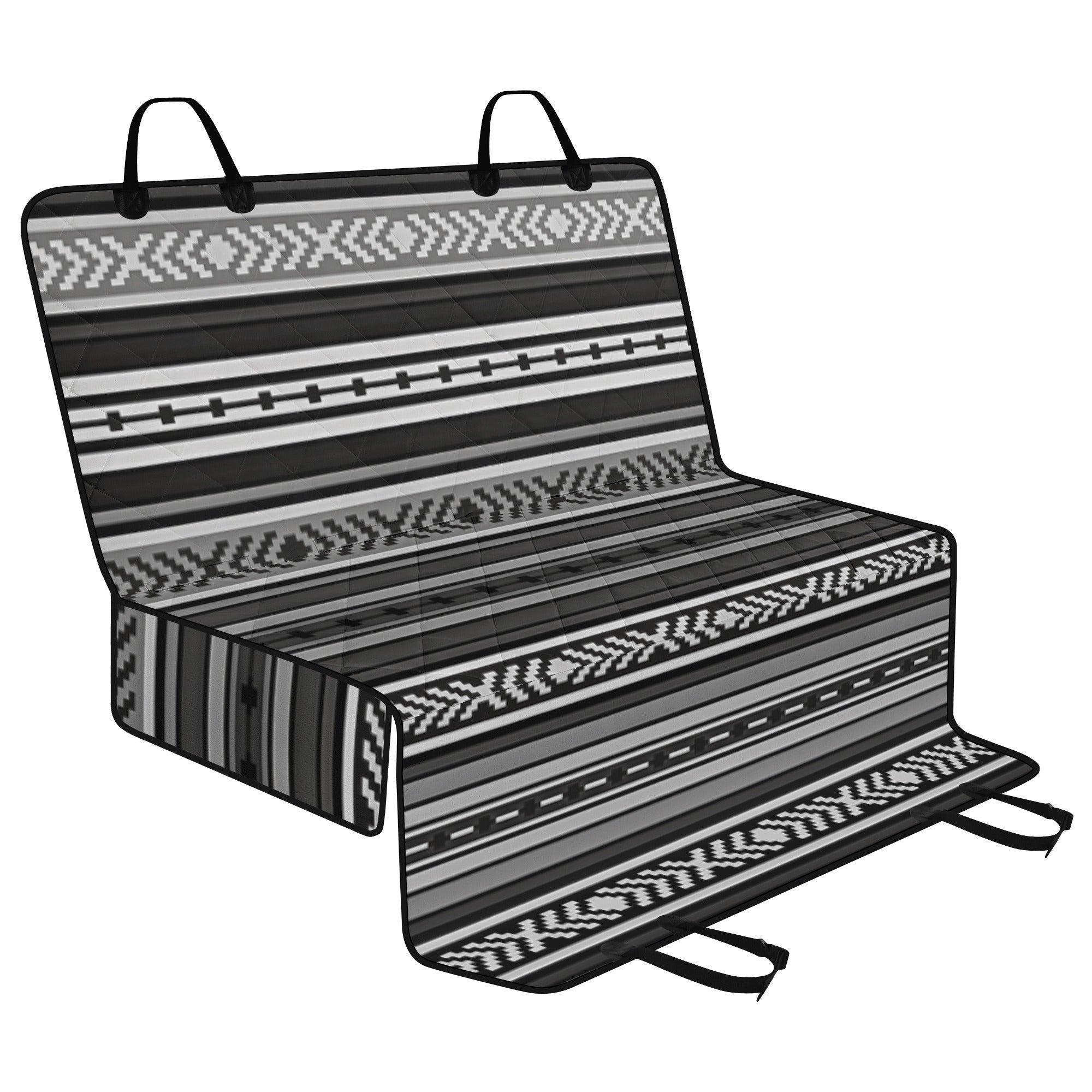Southwestern Backseat Pet Cover Santa Fe Gray - Durable Car Seat Protector for Dogs & Cats - Perfect for Road Trips & Daily Commutes