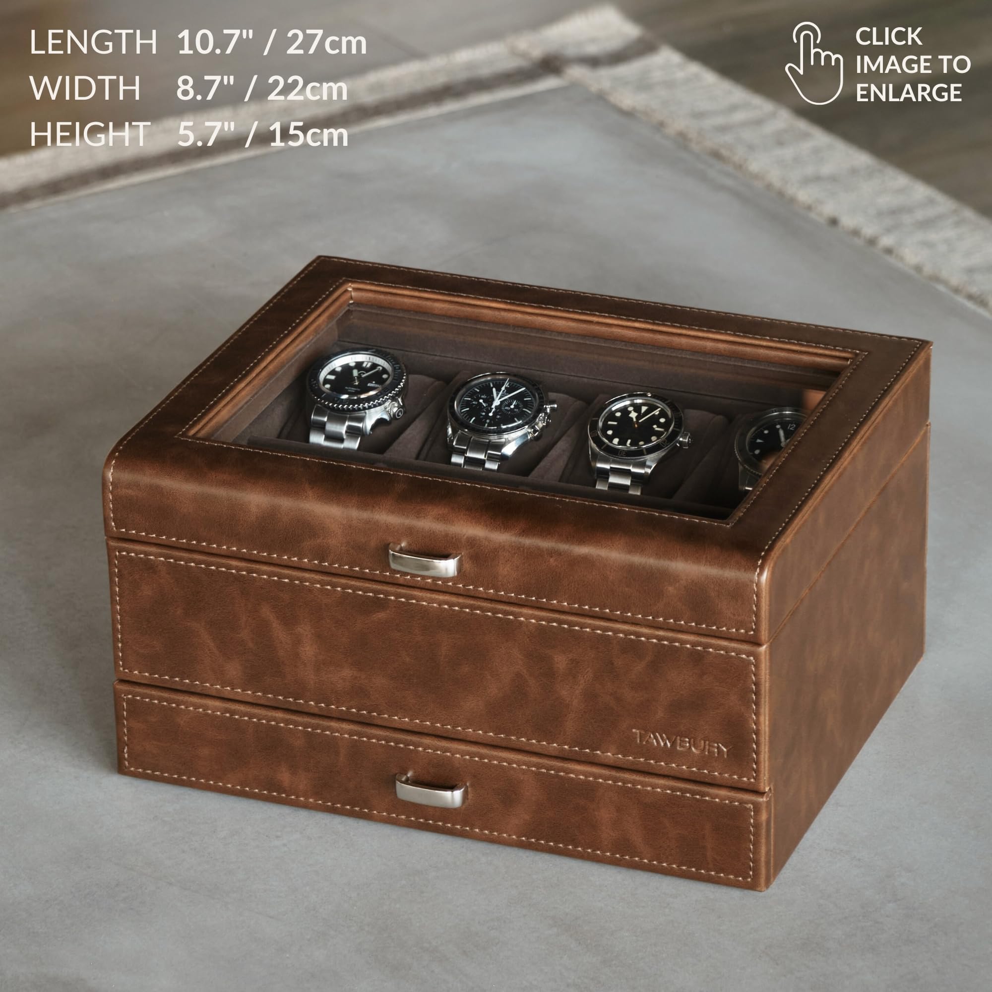 Premium 8-Slot Watch Box with Drawer - Luxury Watch Storage for Men | Perfect for Travel & Display