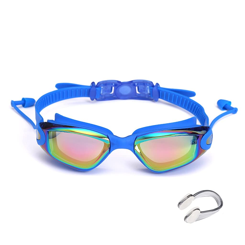 KAPOHU Professional Swimming Goggles with Earplugs & Nose Clip - Anti-Fog, UV Protection, Waterproof Silicone for Adults & Kids (Color D) - Perfect for Lap Swimming, Training & Competitive Swim Meets