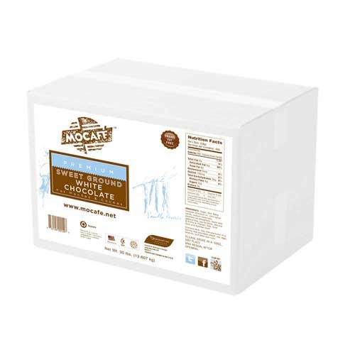 Premium Mocafe Sweet Ground White Chocolate - 30 Pound Bulk Bag (1 Each) | Perfect for Baking, Desserts, Hot Cocoa & Coffee Toppings