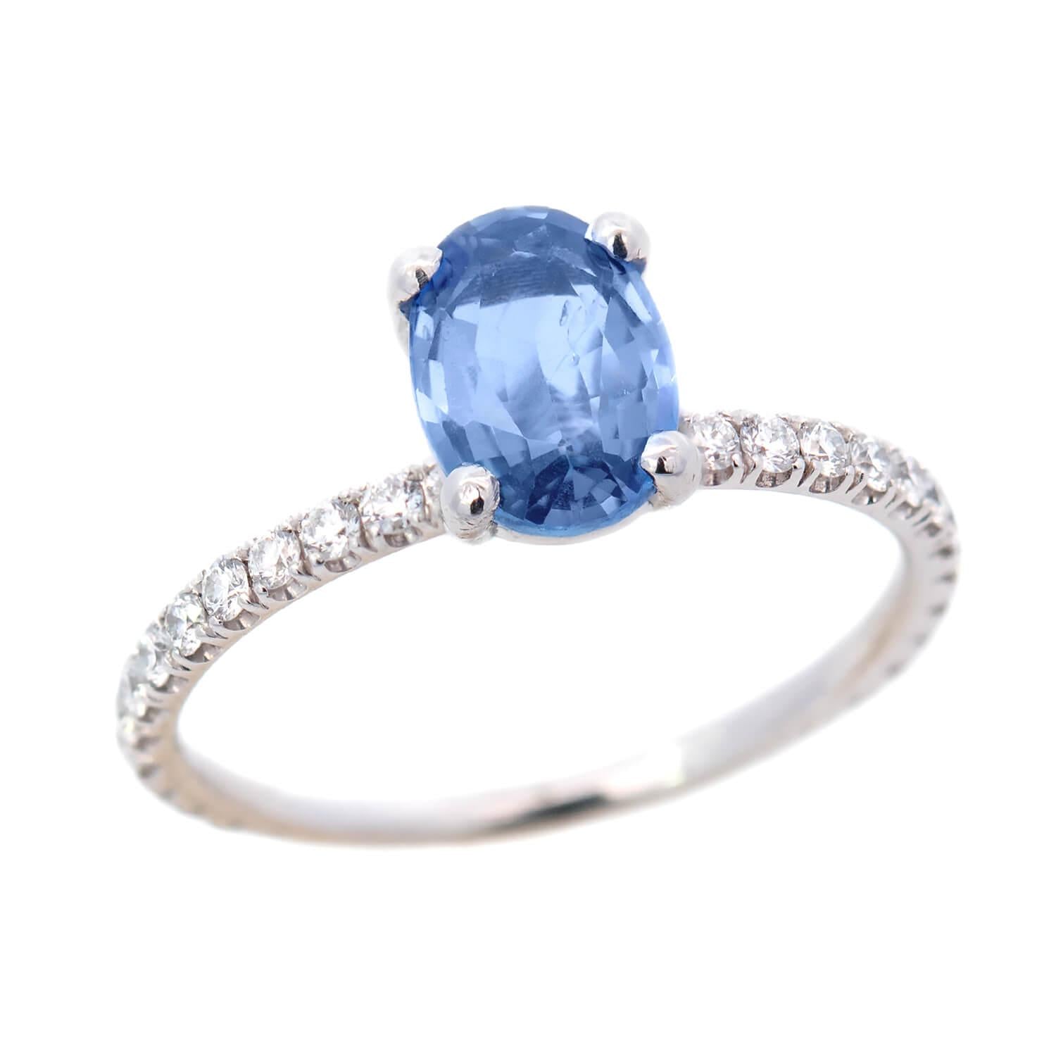 18K White Gold Sapphire & Diamond Engagement Ring for Women - Elegant Wedding, Proposal, Anniversary Gift - Perfect for Romantic Occasions