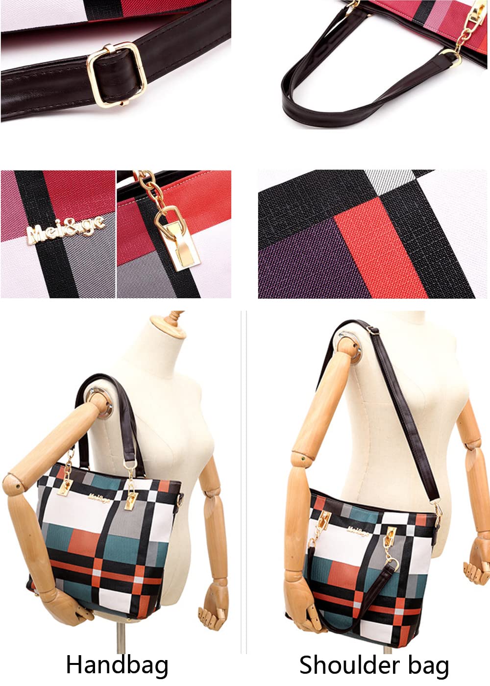 6pcs Women's PU Leather Totes Purses and Handbags Set - Shoulder Bag, Satchel & Clutch Wallet (Upgraded Fabric) - Perfect for Work, Travel and Everyday Use