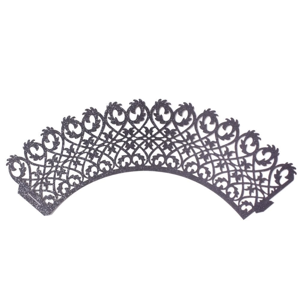 Black Lace Cupcake Wrappers & Liners - 25 Pack | Elegant Baking Decorations for Weddings, Birthdays & Special Occasions