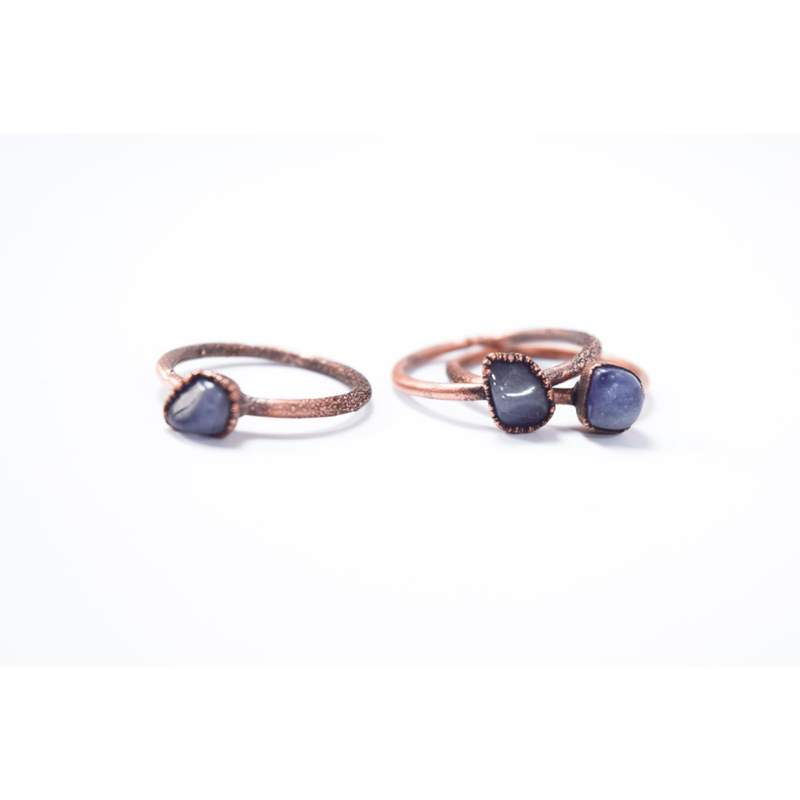 Tanzanite Copper Stacking Ring for Women - Elegant Adjustable Layered Rings Set - Perfect for Everyday Wear, Gift Giving & Special Occasions