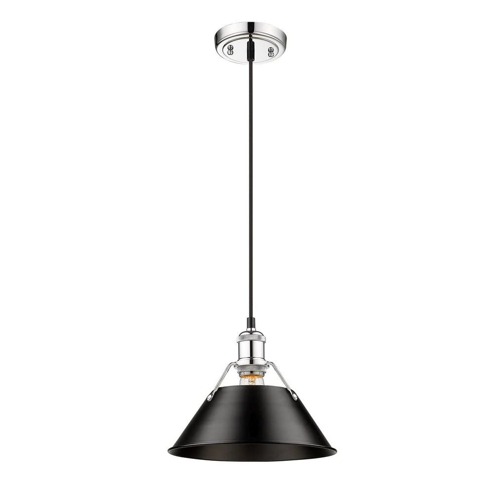 Golden Lighting 3306-M CH Orwell Chrome Pendant Light - Modern Kitchen Island Hanging Light Fixture with Chrome Shade for Dining Room, Living Room & Bedroom Ceiling Lighting Decor