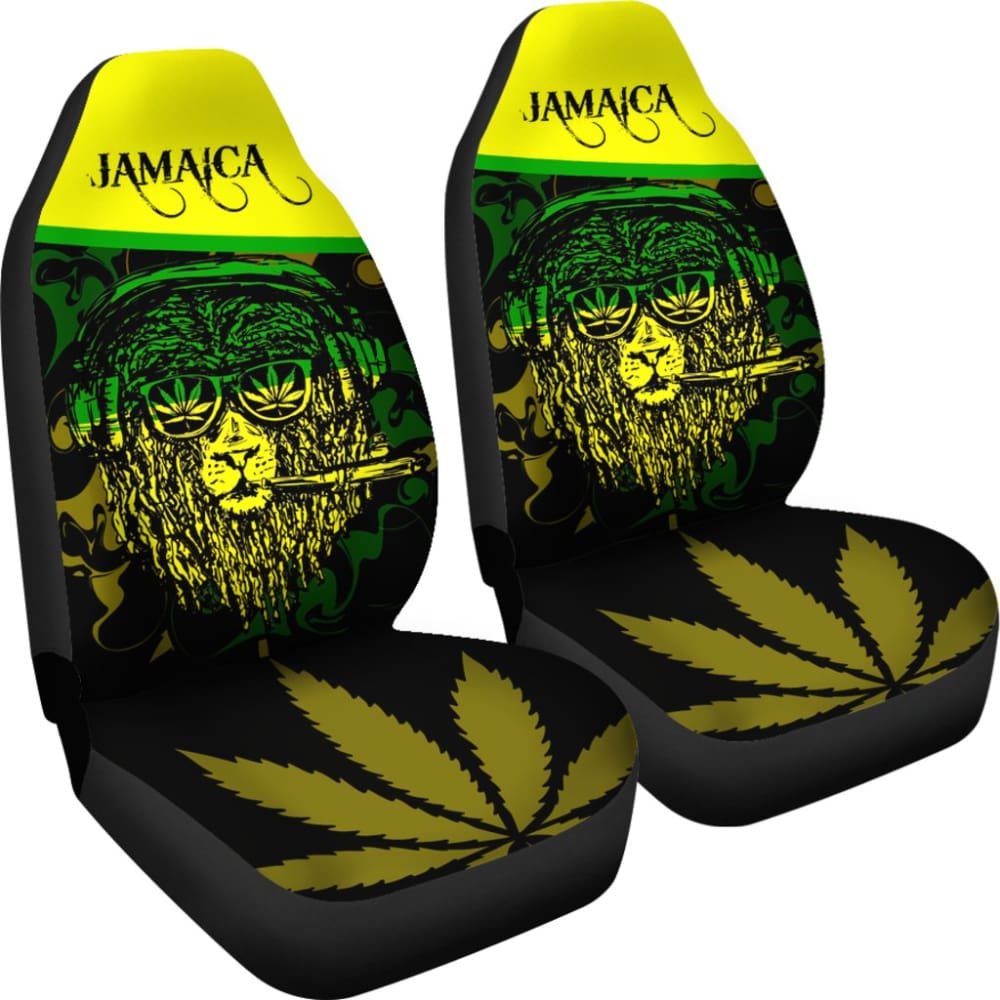 African Lion Print Rasta Jamaica Car Seat Covers - Traditional Tribal Pattern for Jeep, Truck & SUV - Waterproof & Durable for Road Trips & Daily Commute