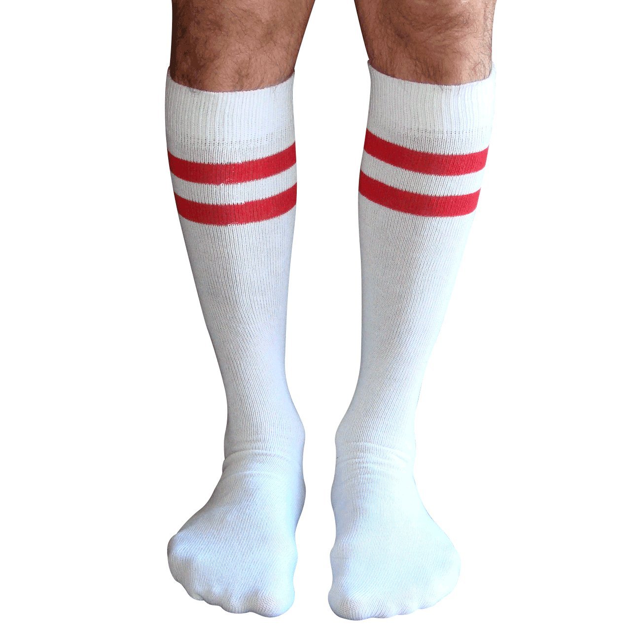 Chrissy's Socks Men's Striped Tube Knee Socks - Comfortable Cotton Crew Socks for Running, Hiking & Casual Wear