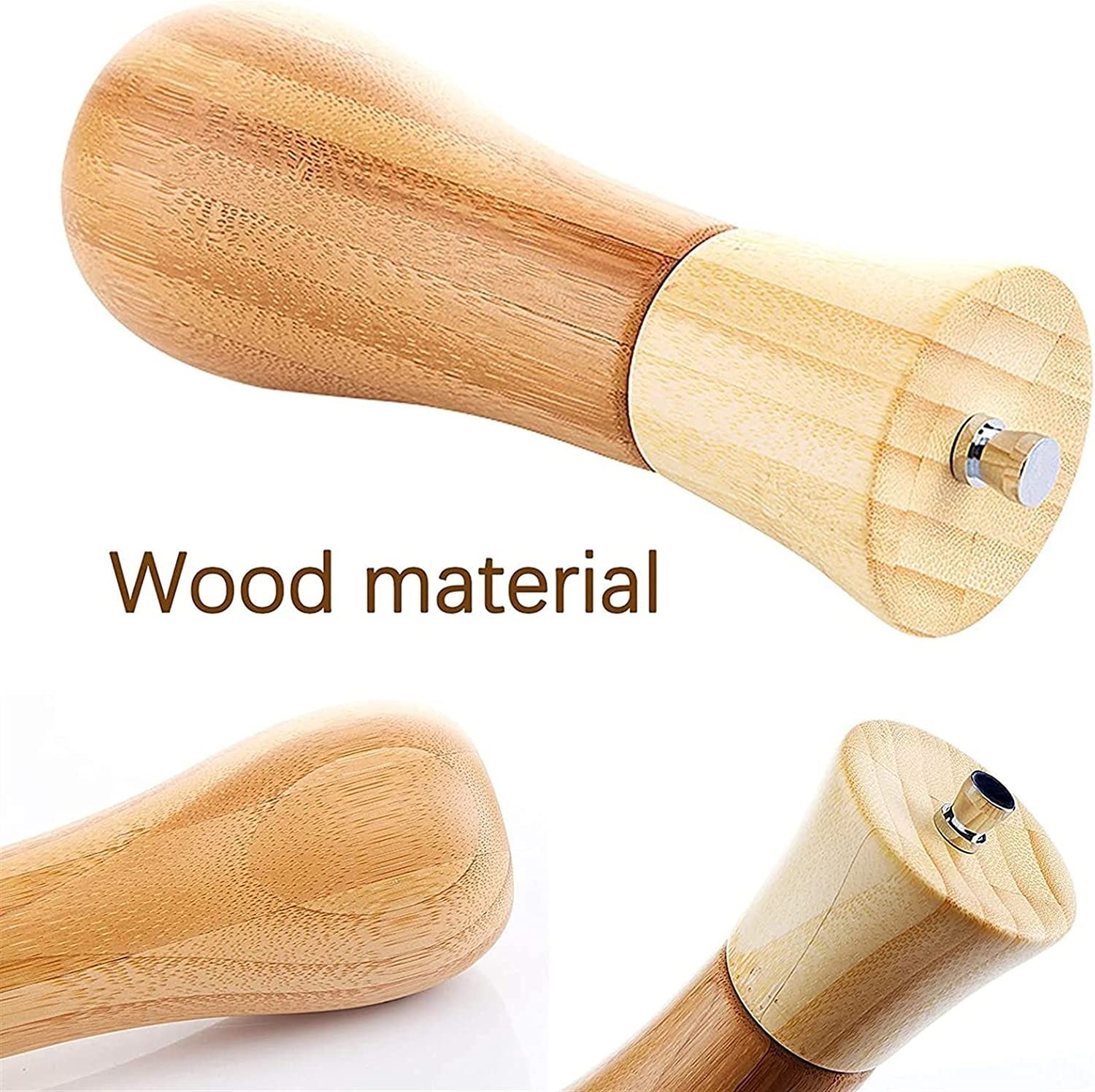 Premium Bamboo Wooden Salt and Pepper Grinder Set - 2 Pack Refillable Adjustable Ceramic Mill for Sea Salt & Black Pepper - Perfect for Kitchen, Dining Table & Camping Seasoning Needs