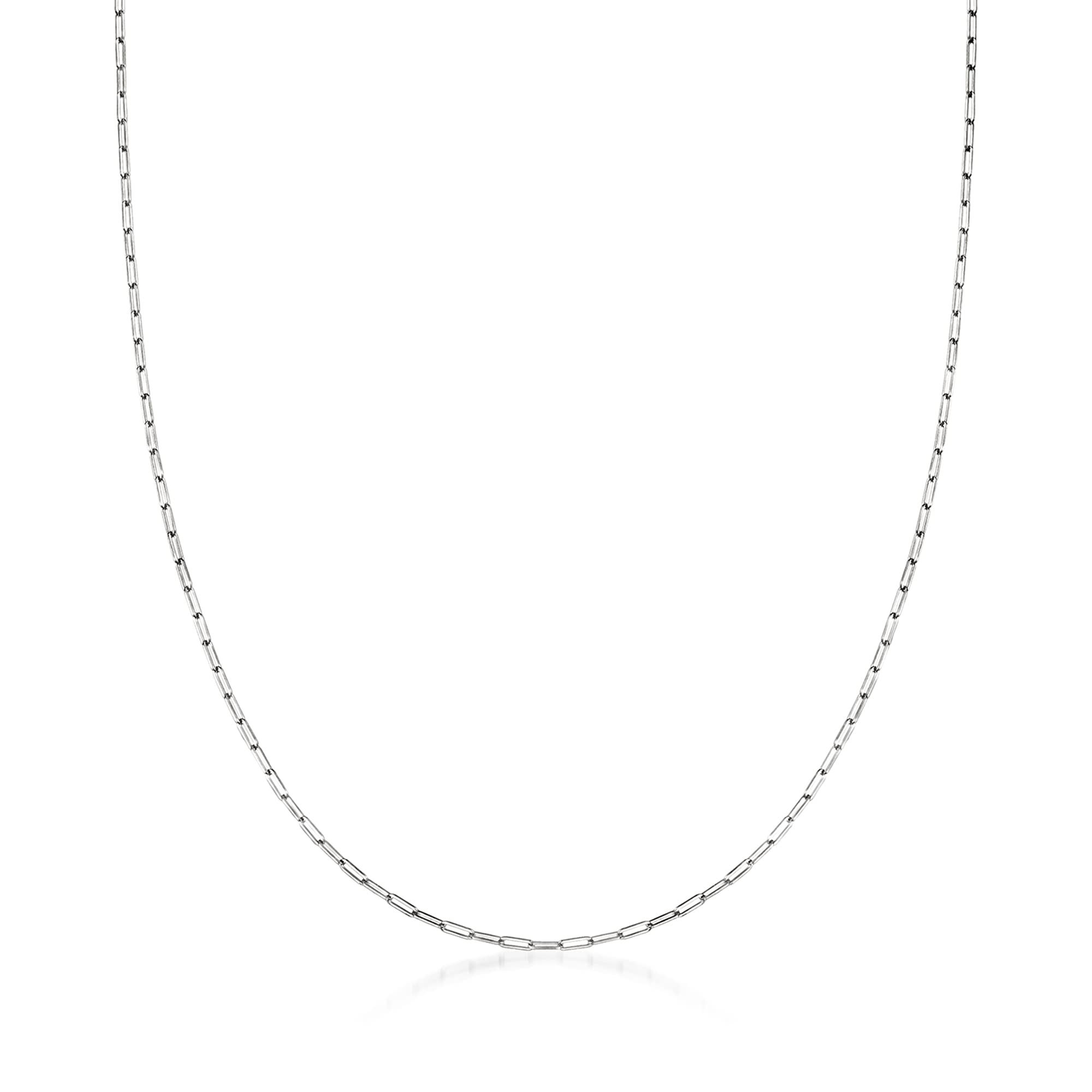 Ross-Simons 14kt White Gold Paper Clip Link Necklace - Elegant Layering Chain for Women | Perfect for Everyday Wear, Office & Special Occasions