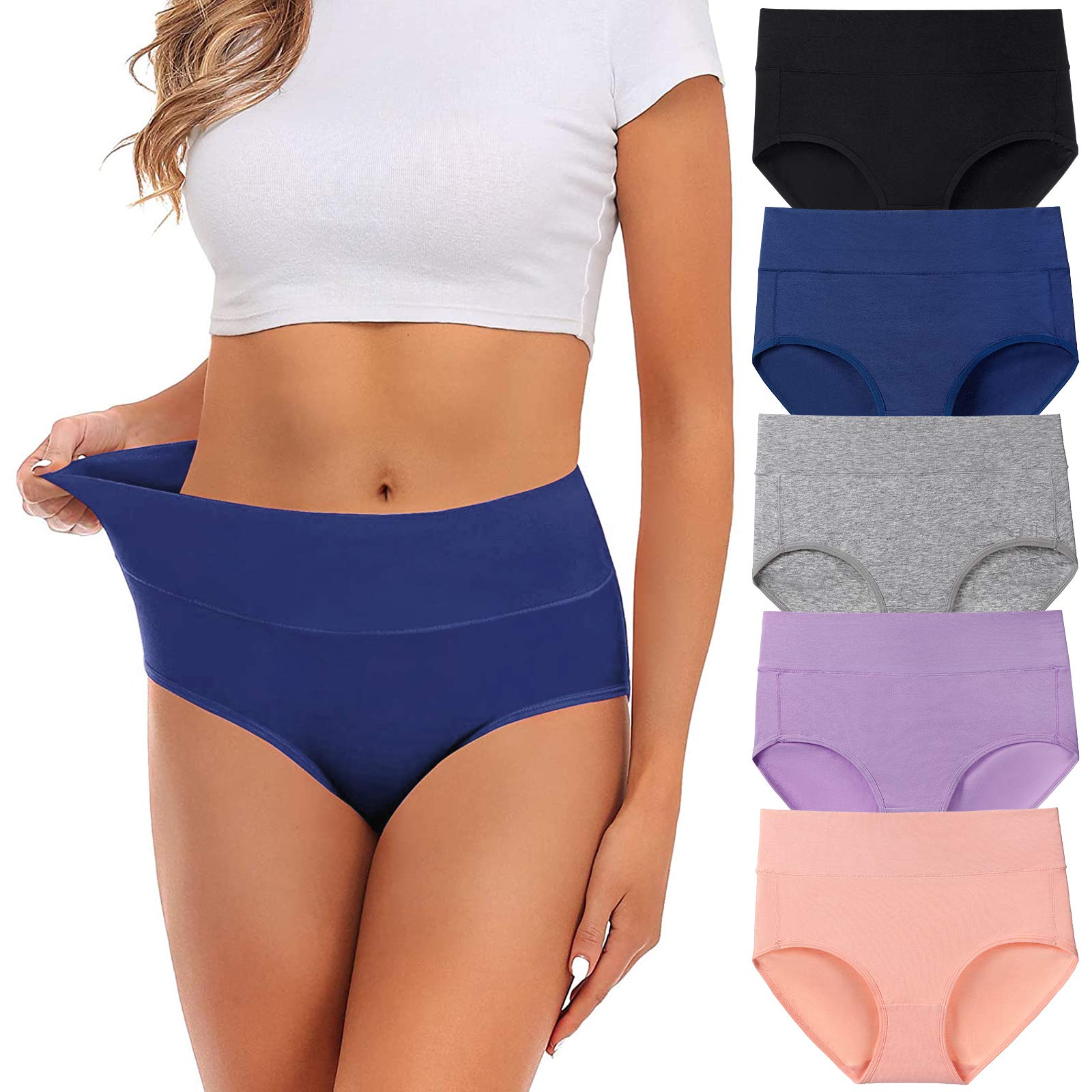 Women's Cotton Mid Waist Full Coverage Briefs - No Muffin Top Underwear Multipack | Comfortable Ladies Panties & Lingerie for Everyday Wear