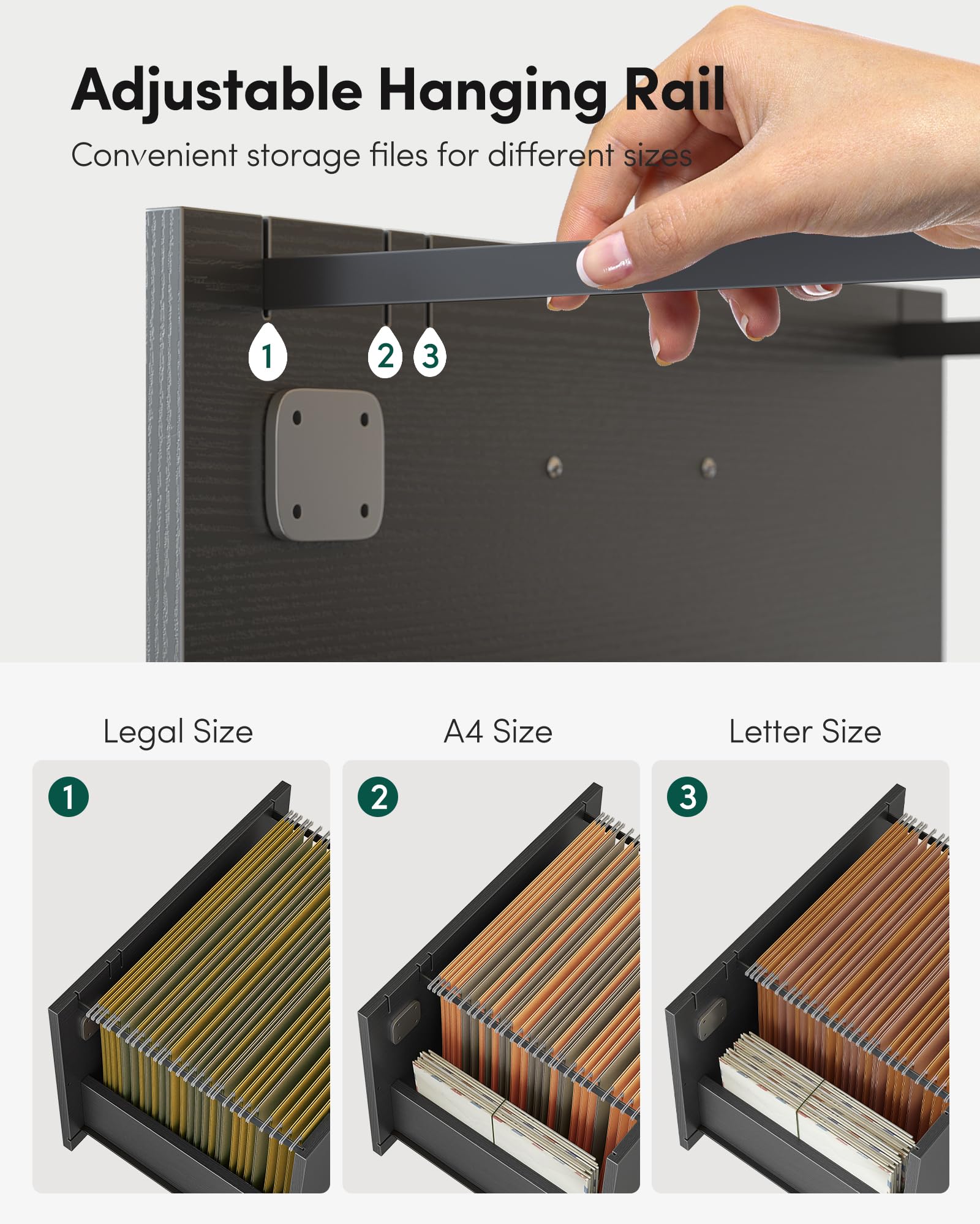 FEZIBO Black File Cabinet with Locking Drawers & Open Shelves - Mobile Lateral Filing Cabinet for Home Office, Printer Stand & Document Storage - Perfect for Organizing Files, Office Supplies & Workspace Essentials