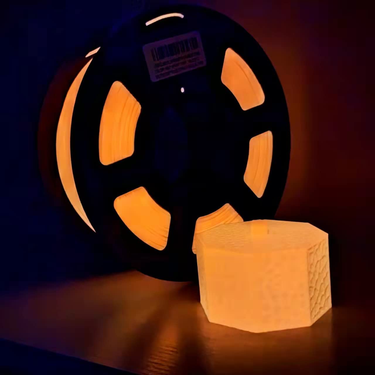 Premium 3D Printer Filament PLA 1.75mm - Glow in The Dark Filament 1KG (2.2 LBS) Spool (Red Glow Orange) - Perfect for DIY Projects, Cosplay Props & Nighttime Decorations