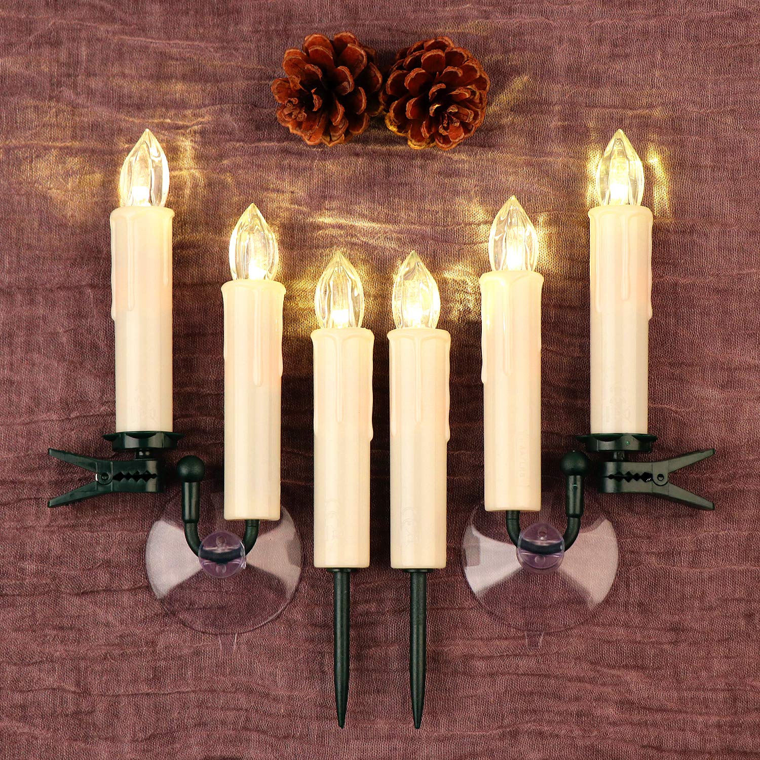 24 Pack Ivory Flameless LED Window Candles - 4 Inch Battery Operated Taper Candles with Remote & Timer, Warm White Flickering Light for Home Decor, Chandelier, Christmas, Birthday Party, Wedding Centerpiece