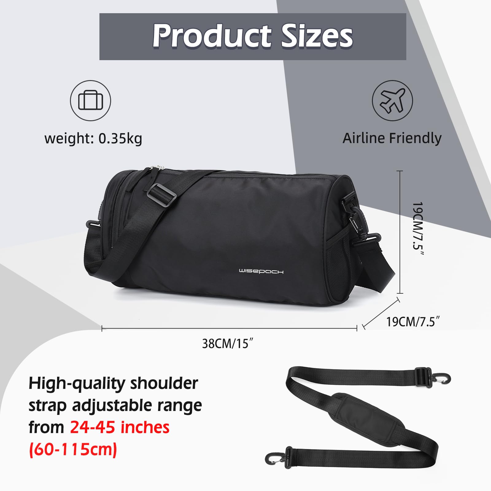 Small Gym Bag for Women & Men - Waterproof Mini Duffle Bag for Workout, Yoga, Sports, Travel, Overnight Weekender & Dance | Lightweight & Durable | Perfect for Gym, Fitness Class, Weekend Getaways & Dance Practice (Black)