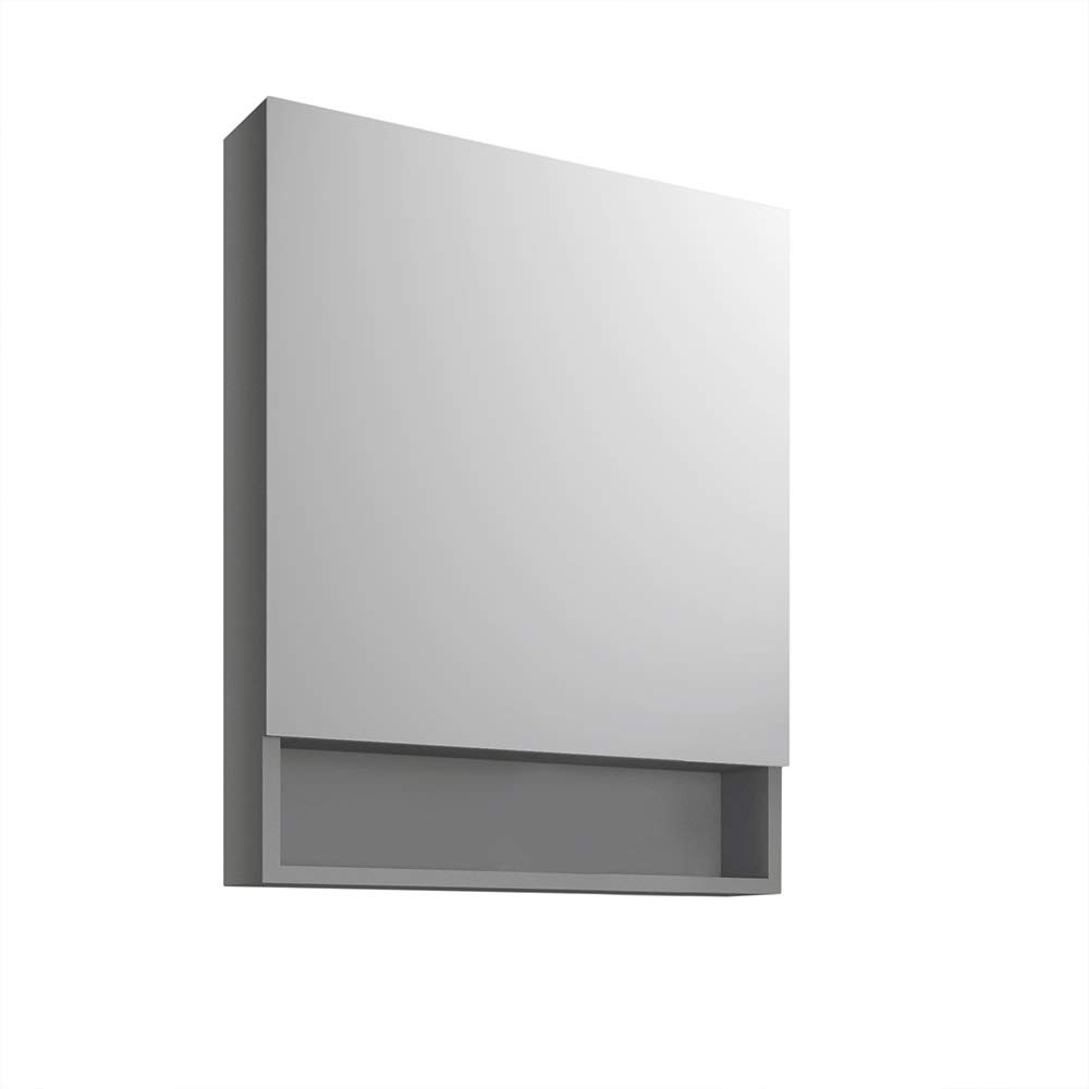 Fresca 24 Inch Gray Bathroom Medicine Cabinet with Small Bottom Shelf - Wall Mounted Mirror Storage for Bathroom Organization & Small Space Saving