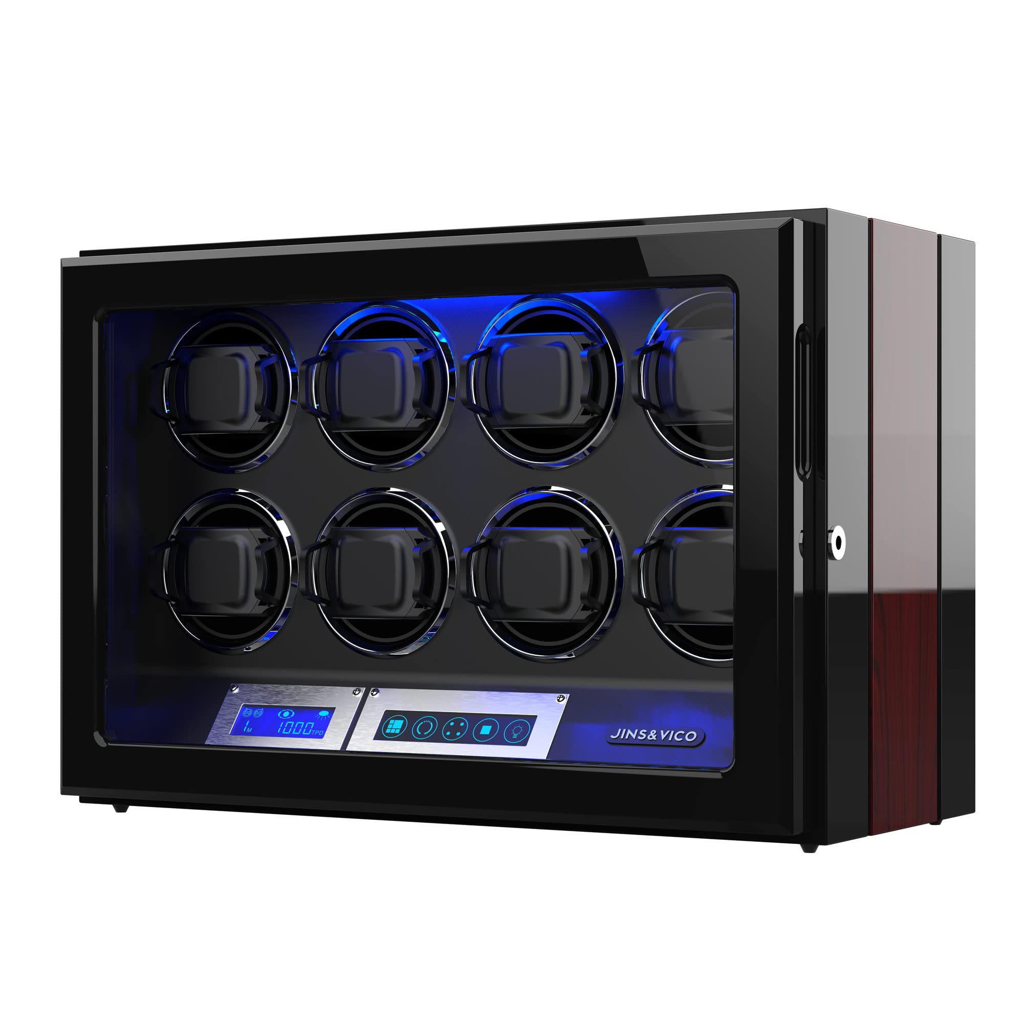 Premium Watch Winder for Automatic Watches - 8 Adjustable Watch Pillows with Built-in LED Lighting | Perfect for Watch Collections, Display Cases & Nightstand Storage
