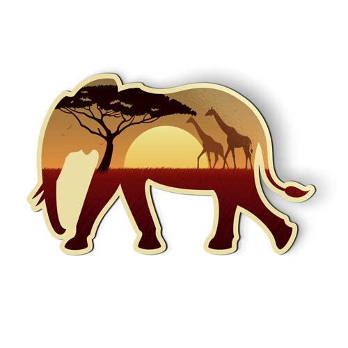 African Elephant Landscape Magnet - 5.5 Inch Car & Fridge Decorative Magnet - Perfect for Home, Office, and Travel Accessories