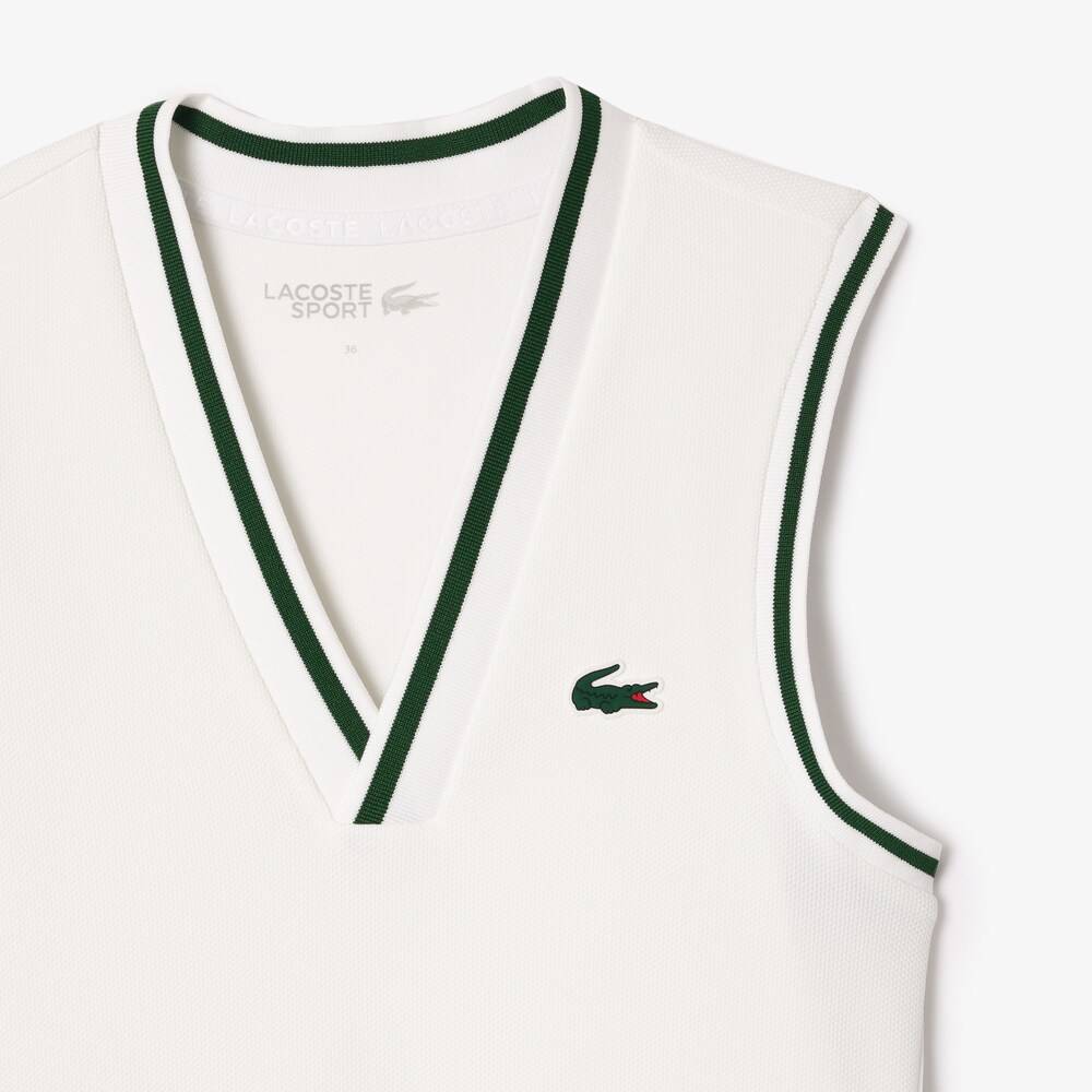 Lacoste Women's Ultra Dry Pique Tennis Dress - Breathable Moisture-Wicking White Tennis Skirt for Women | Perfect for Tennis Matches, Gym Workouts & Summer Sports Activities