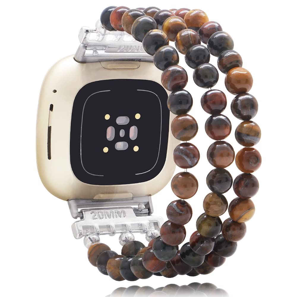 Fitbit Versa 3/4 & Sense 2 Bands - Beaded Gemstone Bracelets for Women & Men | Workout & Daily Wear