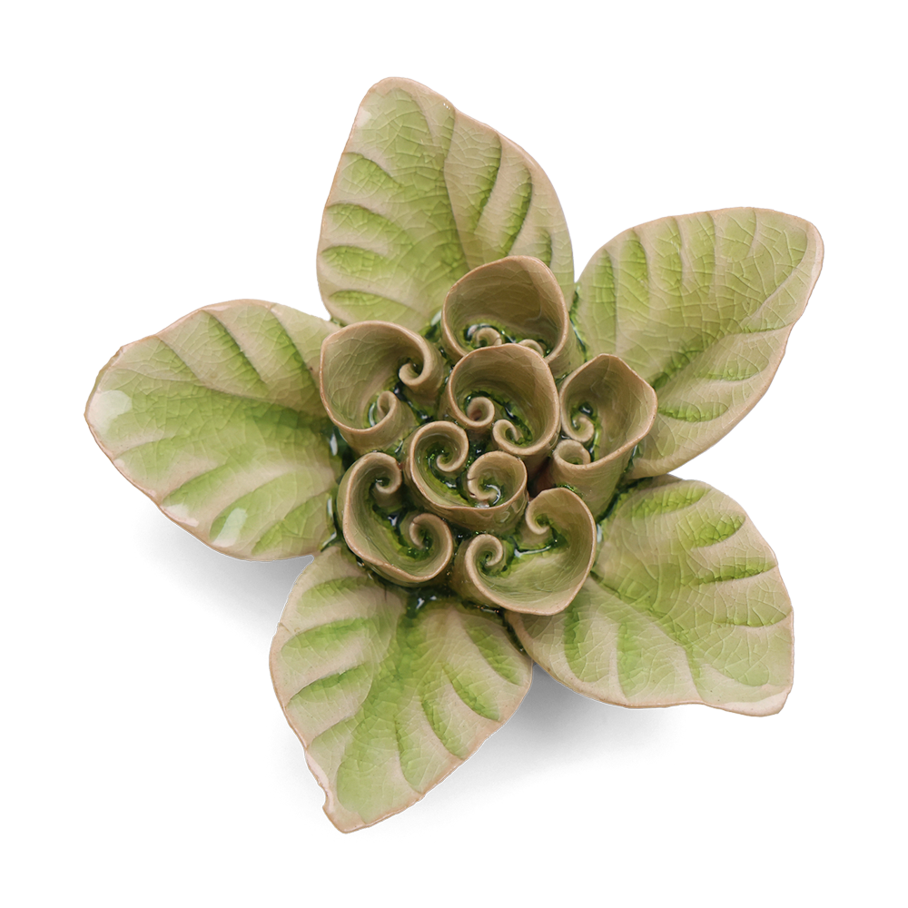 English Garden Ceramic Flower Pot - Handmade Green Lotus Planter for Indoor Plants, Home Decor & Garden - Perfect for Succulents, Herbs & Floral Arrangements
