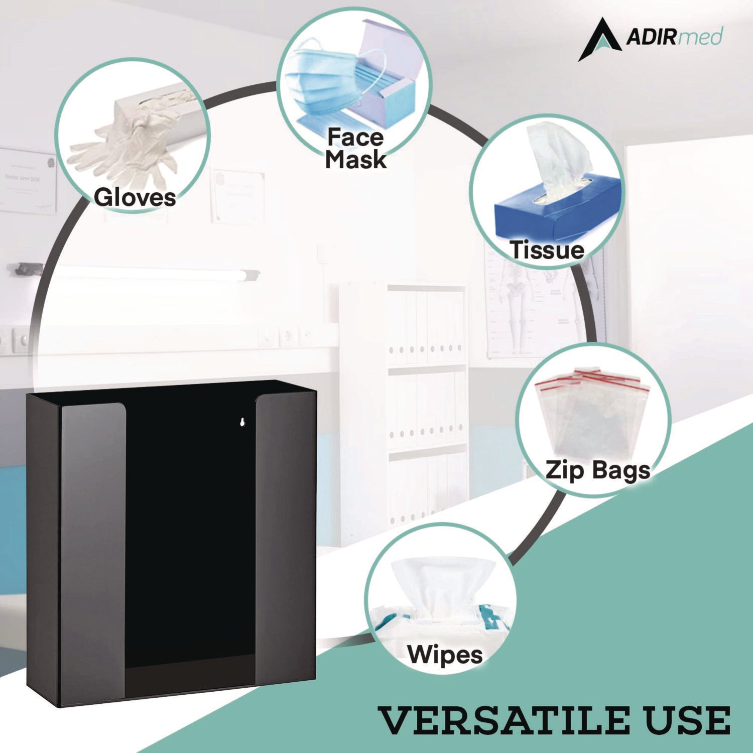 AdirMed Acrylic Glove Dispenser - Double Box Capacity (10.2