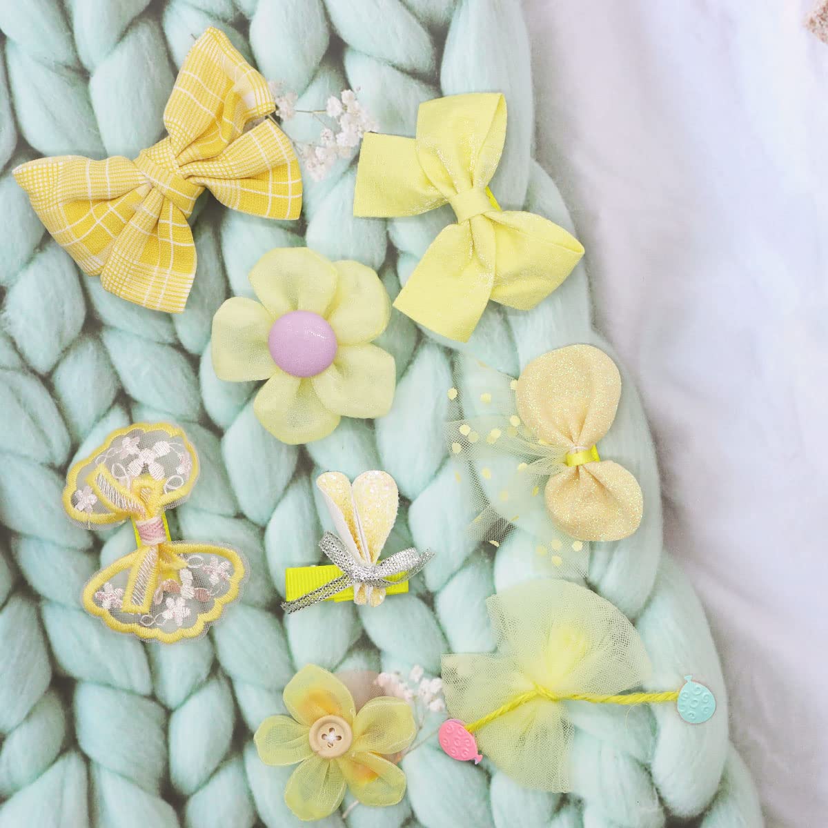 Non-Slip Baby Girl Hair Clips Set - Soft Fully Lined Hair Accessories for Toddlers & Little Girls (Yellow, One Size) - Perfect for Daily Wear, Parties & Special Occasions