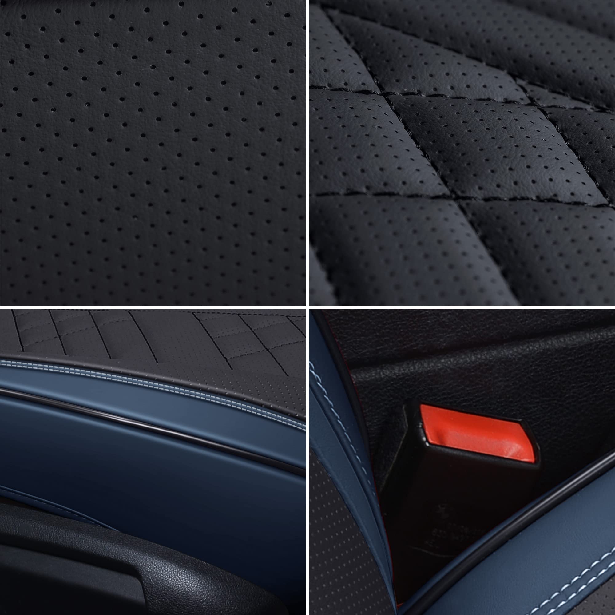 Premium Universal Anti-Slip Faux Leather Car Seat Cover - Full Coverage Design Fits Sedans, SUVs & Trucks with Headrests (Blue/Black) | Interior Accessories for Comfort & Vehicle Protection
